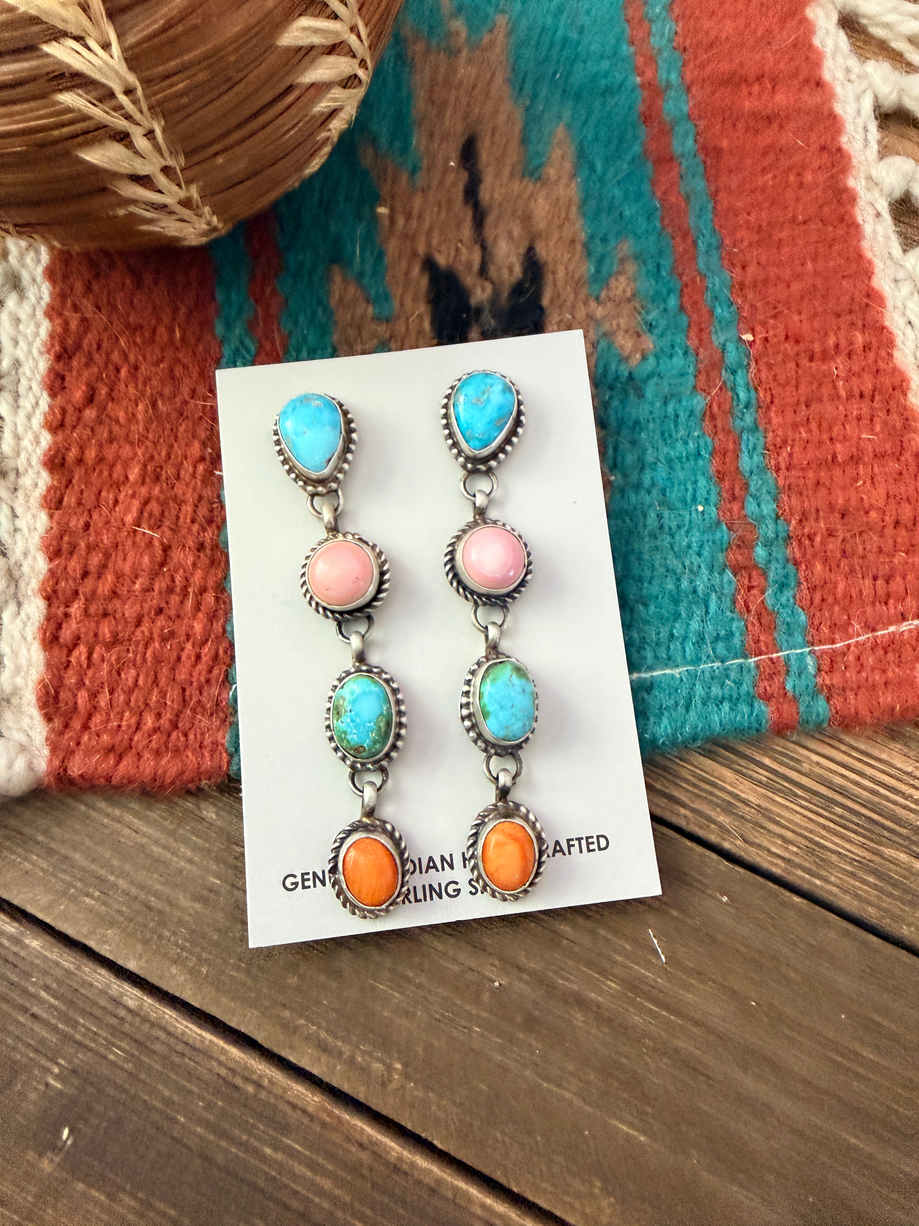 Handcrafted Multi Stone & Sterling Silver Dangle Earrings by Vicky Hicks
