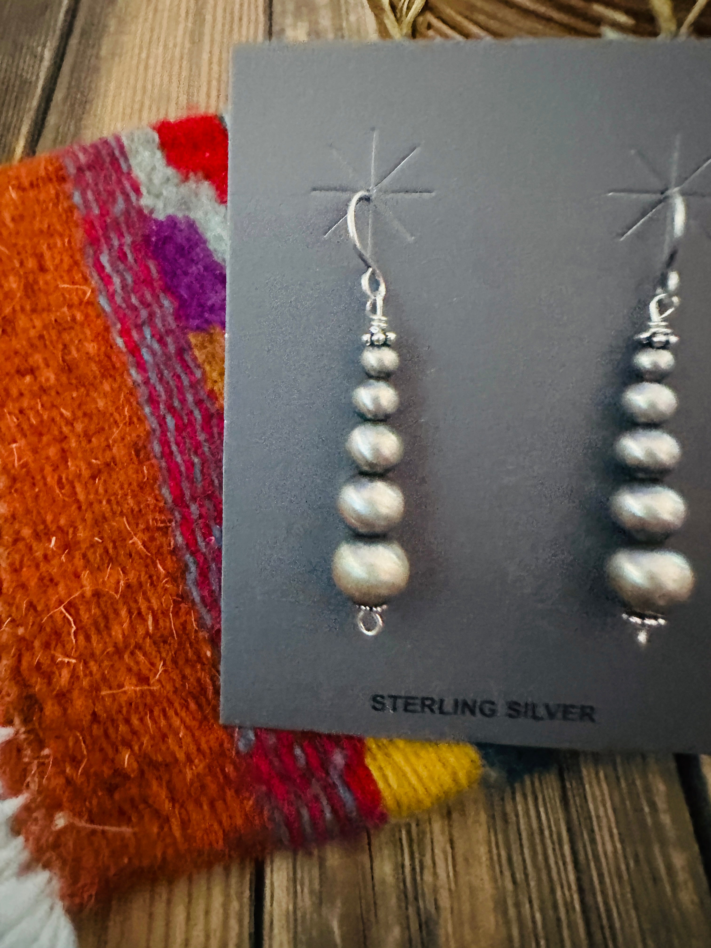 Handcrafted Sterling Silver Pearl Beaded Dangle Earrings