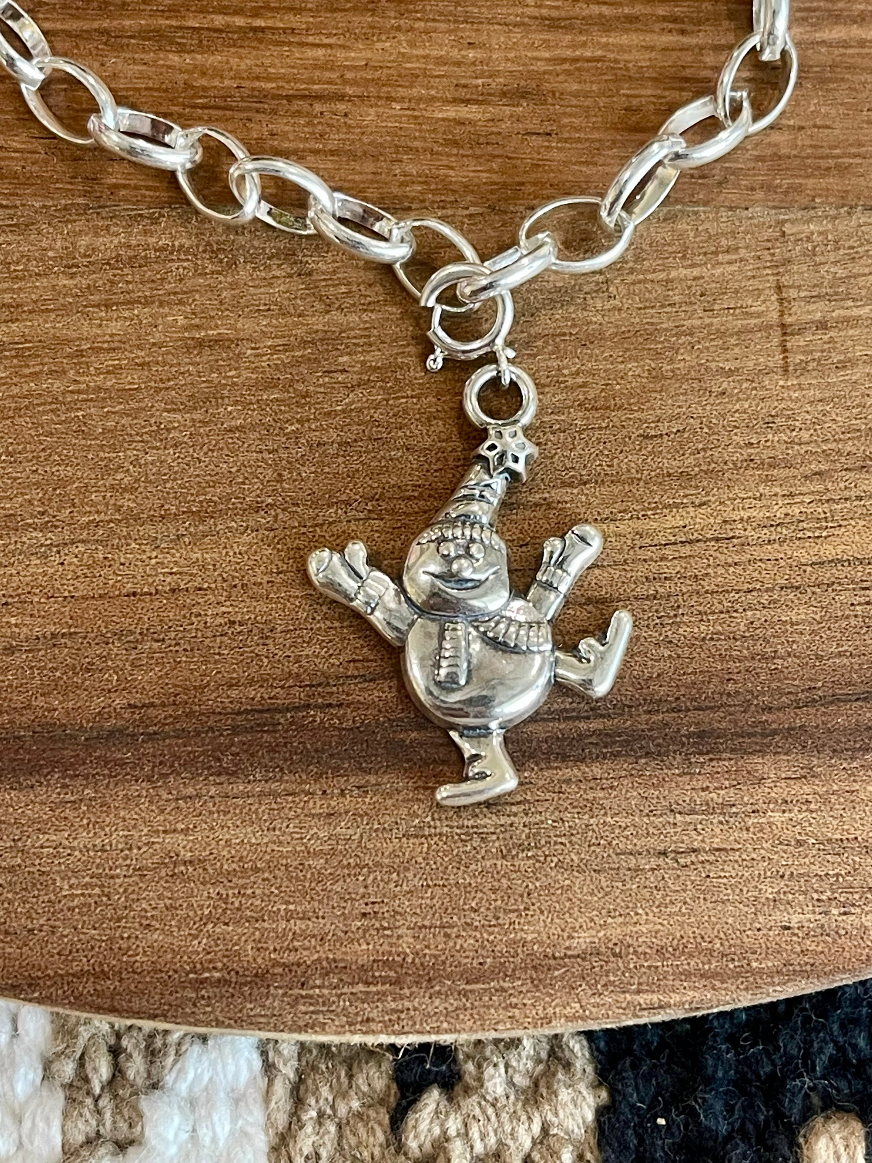 Handmade Sterling Silver CHRISTMAS SNOWMAN Charm