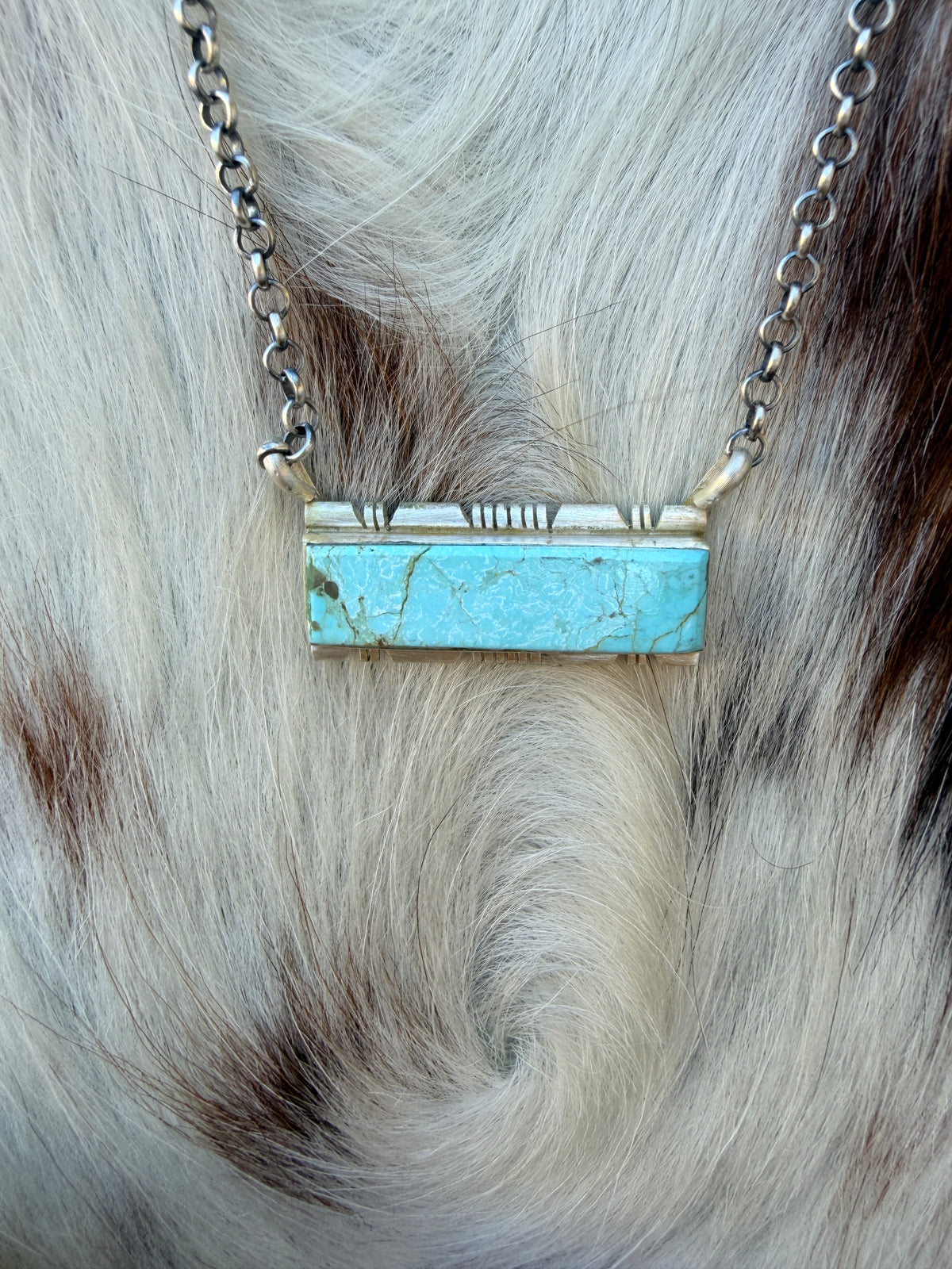 Handcrafted Turquoise & Sterling Silver Bar Necklace