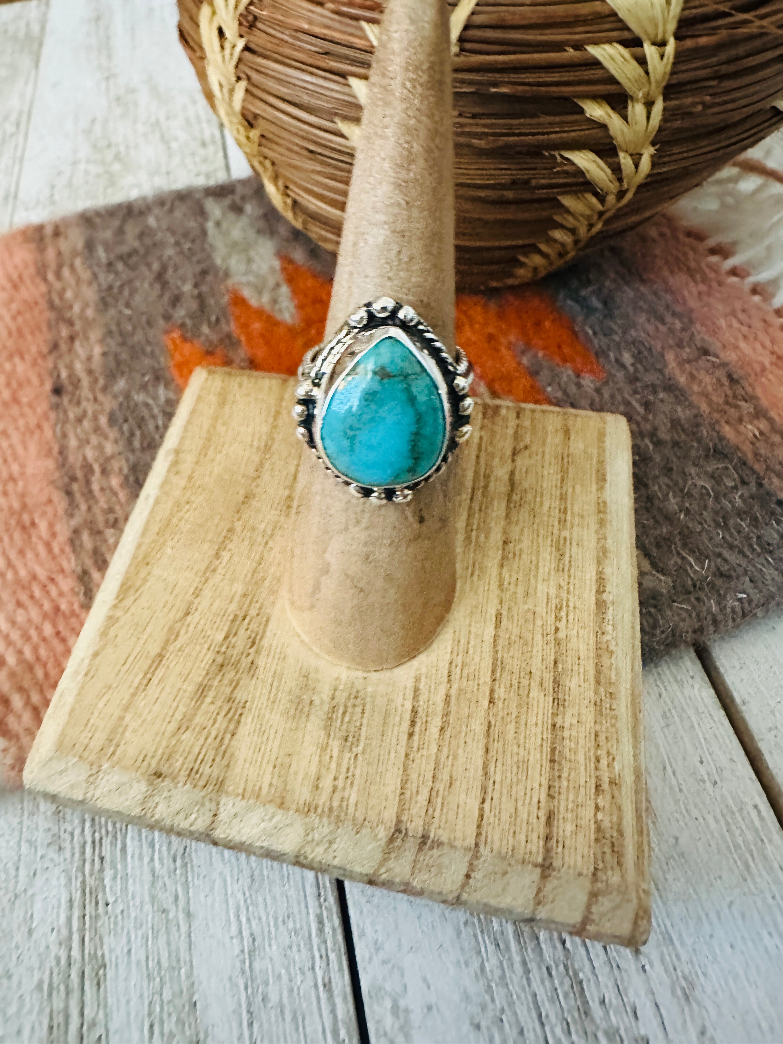 Navajo Turquoise & Sterling Silver Ring Size 5