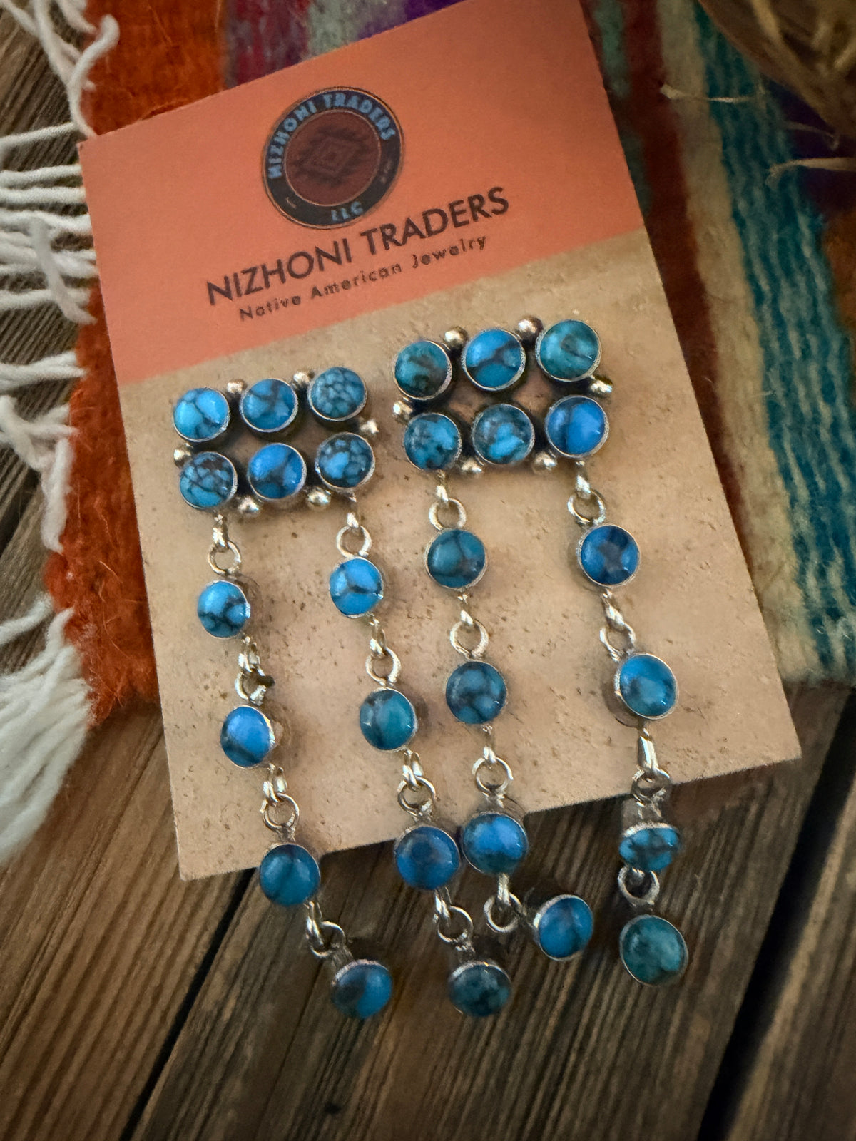 Handcrafted Sleeping Beauty Turquoise & Sterling Silver Chandelier Dangle Earrings by Lucinda Linkin