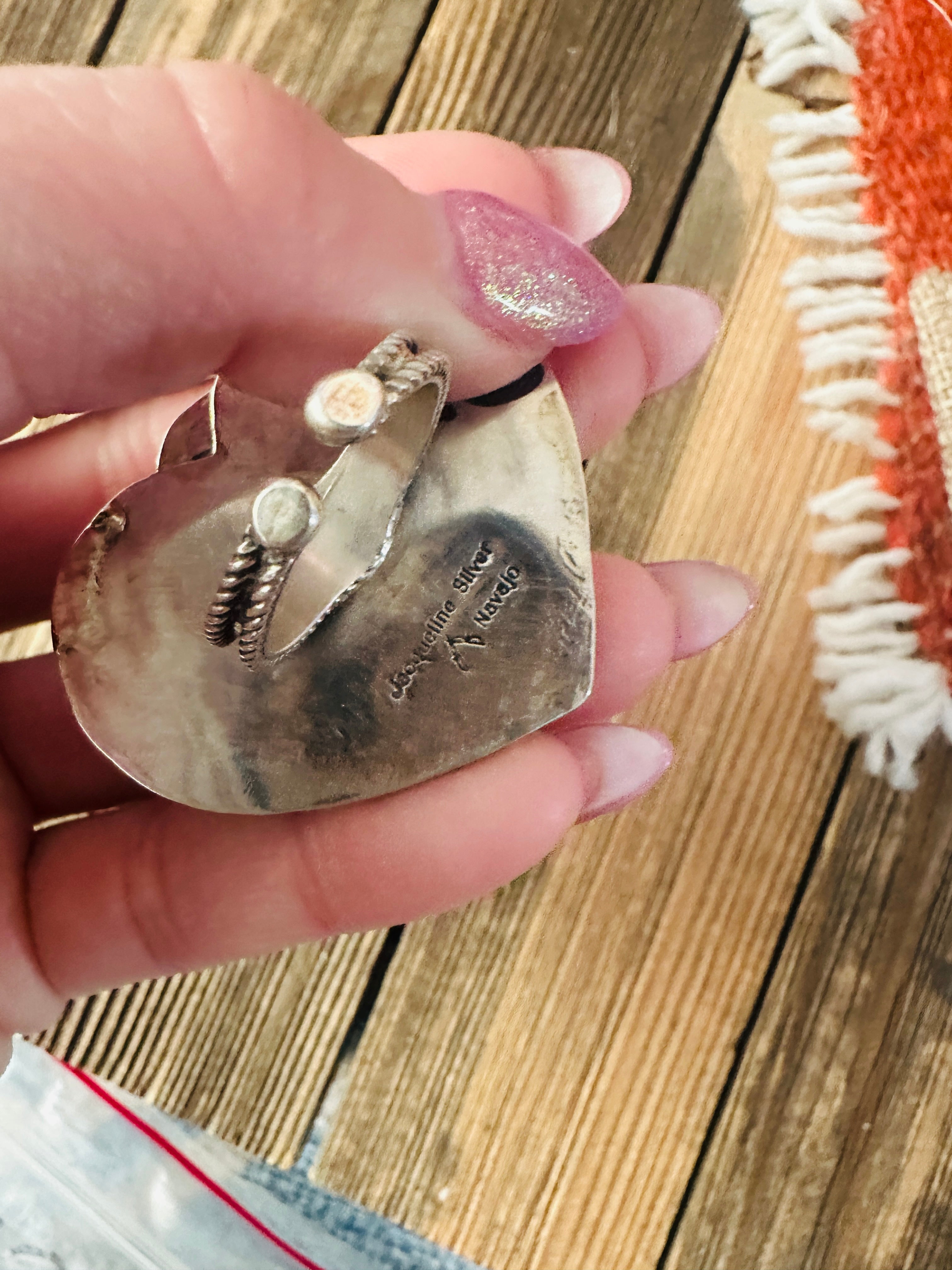 Handcrafted Multi Stone & Sterling Silver Adjustable Heart Ring by Jacqueline Silver