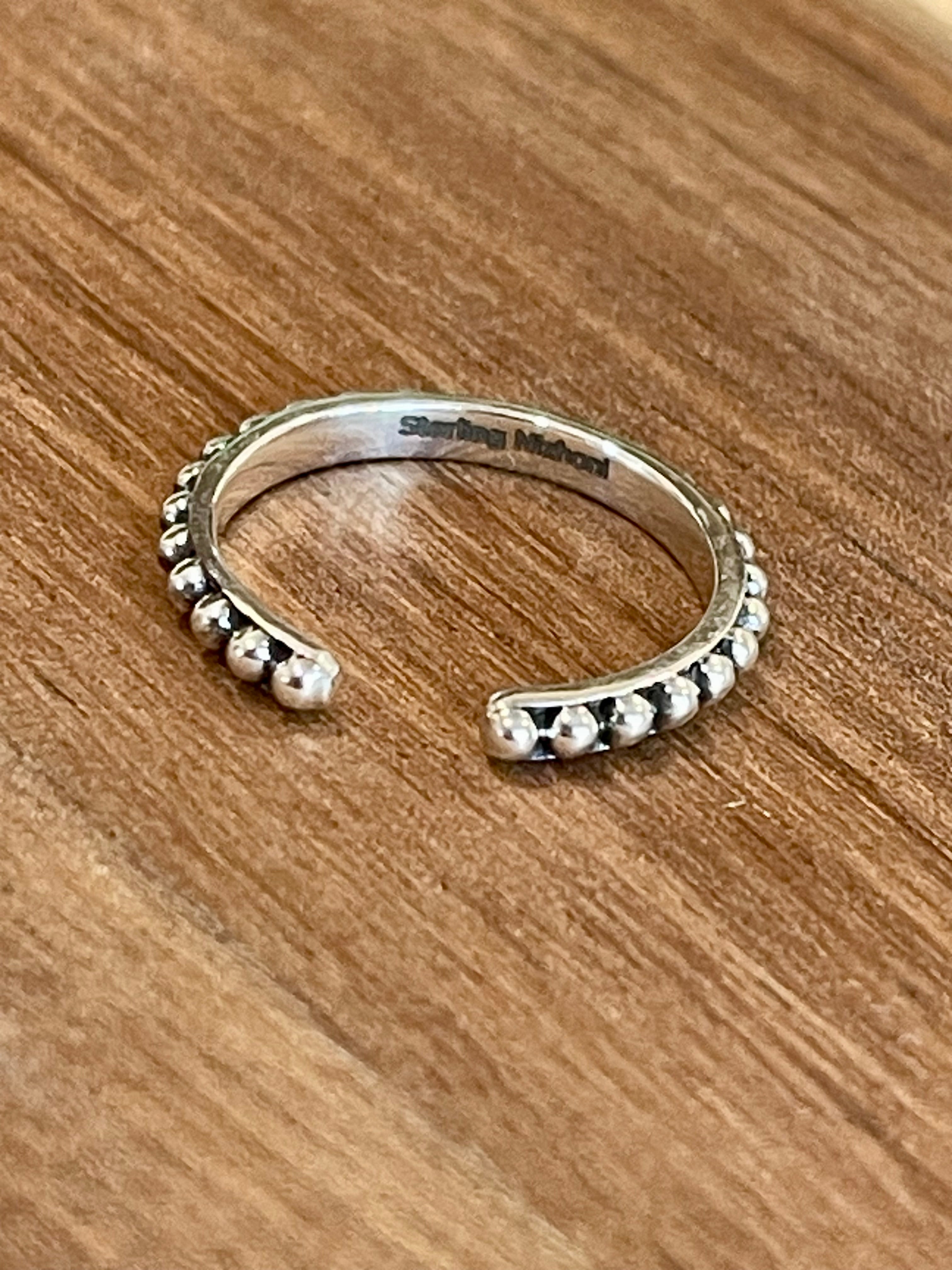 Beautiful Handmade 2mm  Sterling Silver Adjustable Ring