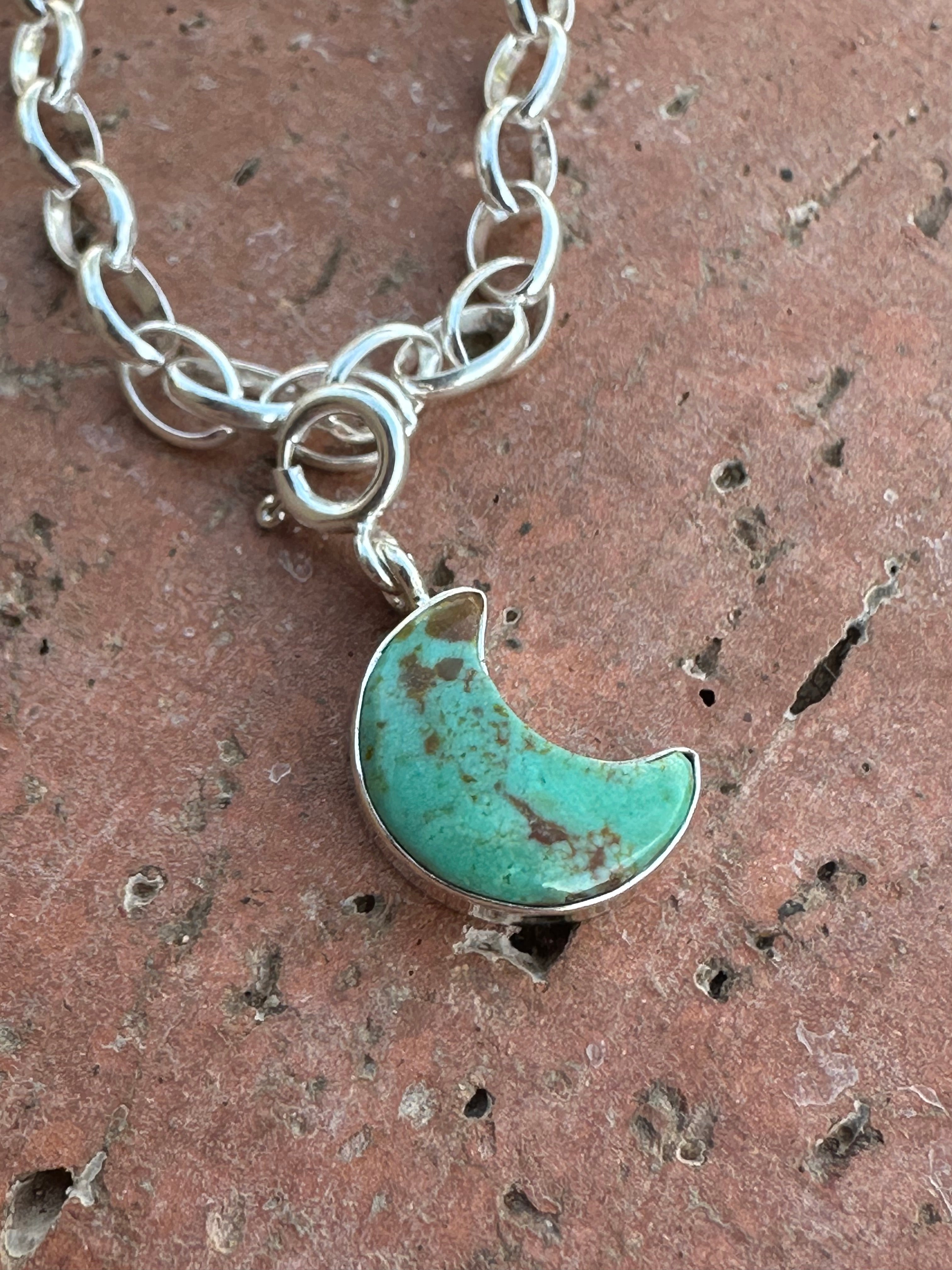 Halloween Collection Sterling Silver & Turquoise Moon Charm