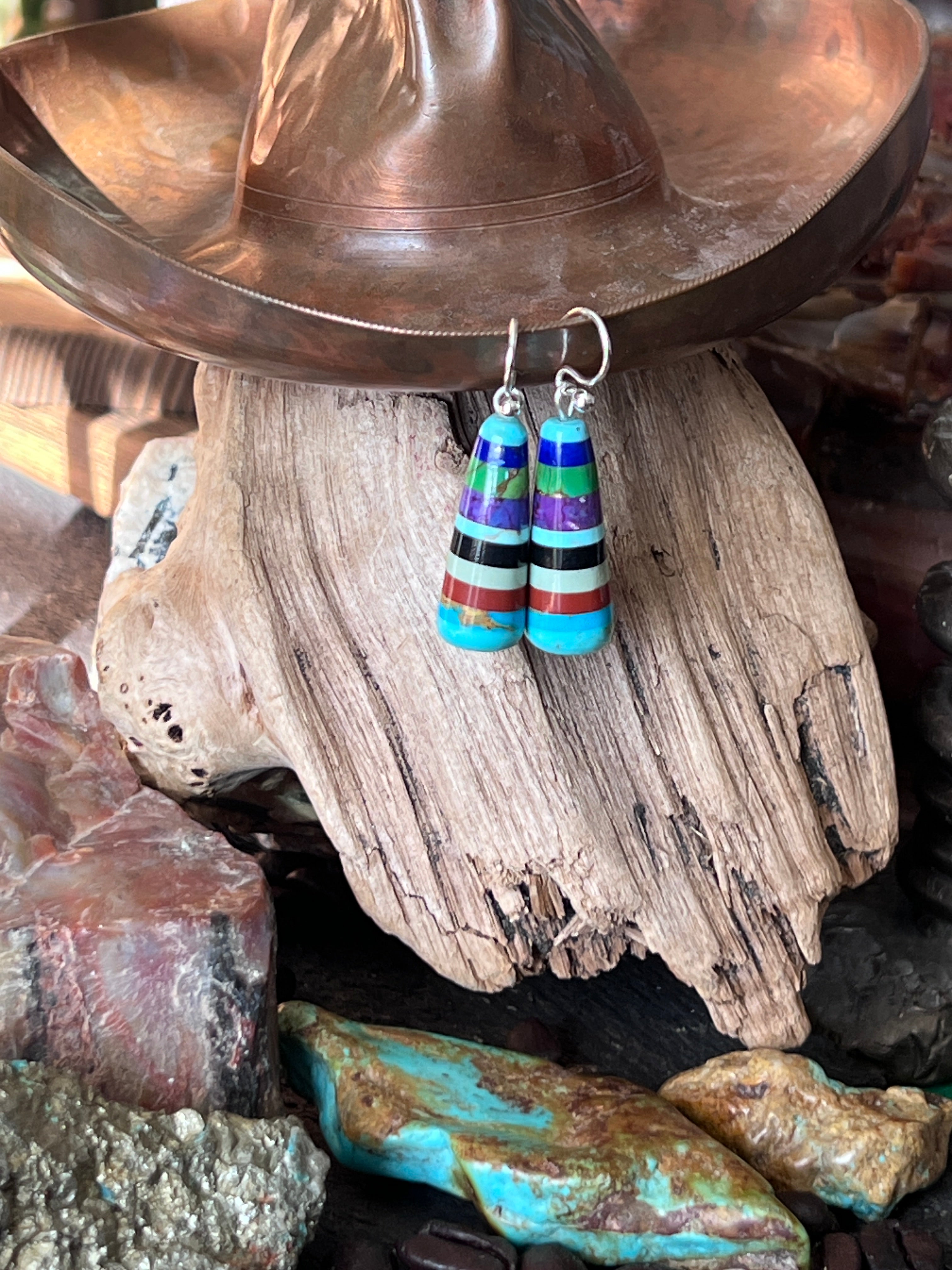 Santo Domingo Layered Multistone Earrings by Ronald Chavez, Stacked Gems #8