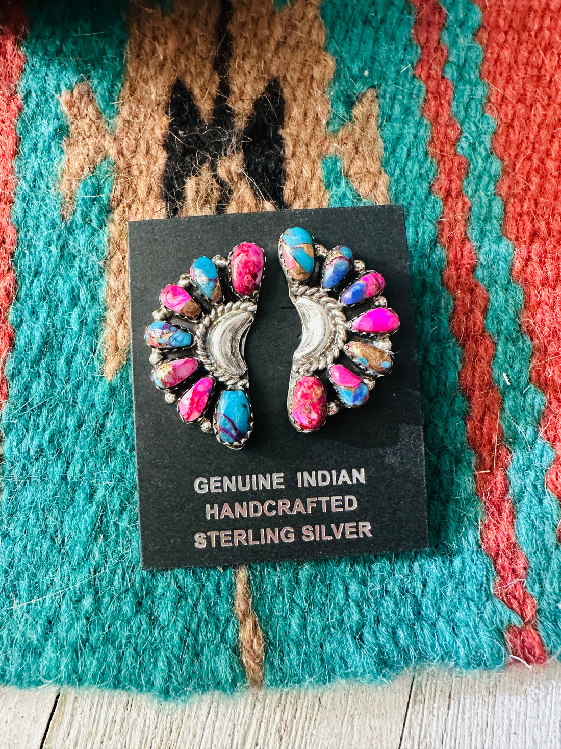 Sterling Silver & Pink Dream Mojave Cluster Post Earrings