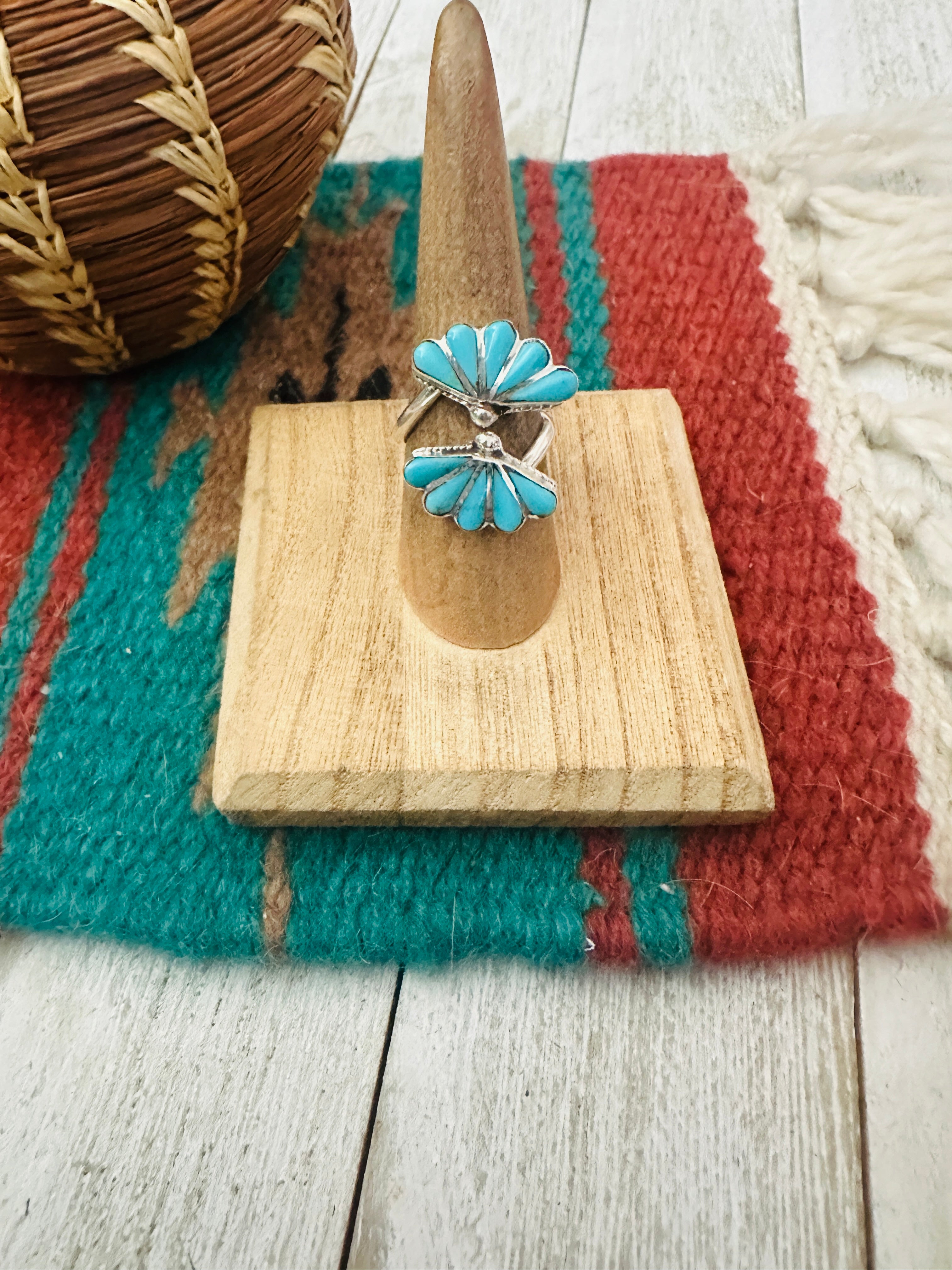 Handcrafted Sterling Silver & Turquoise Adjustable Ring