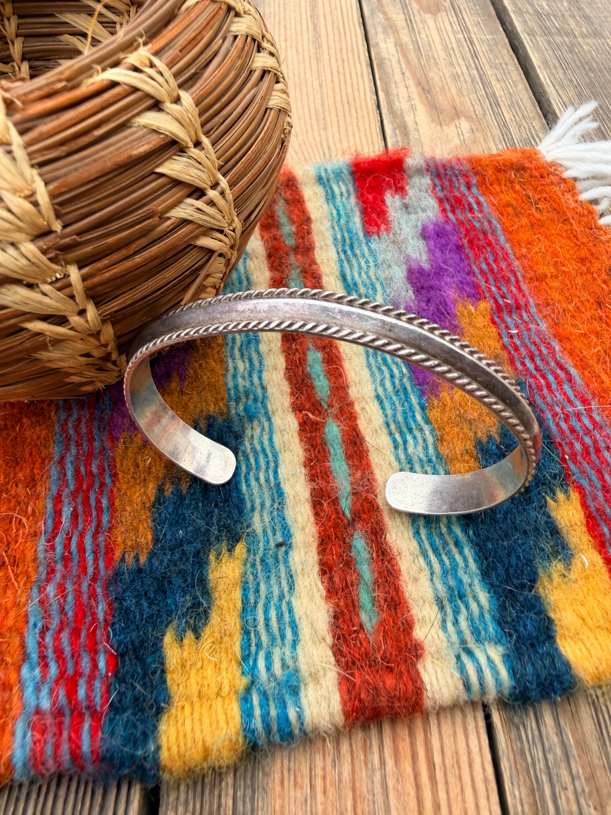 Handcrafted Old Pawn Sterling Silver Cuff Bracelet