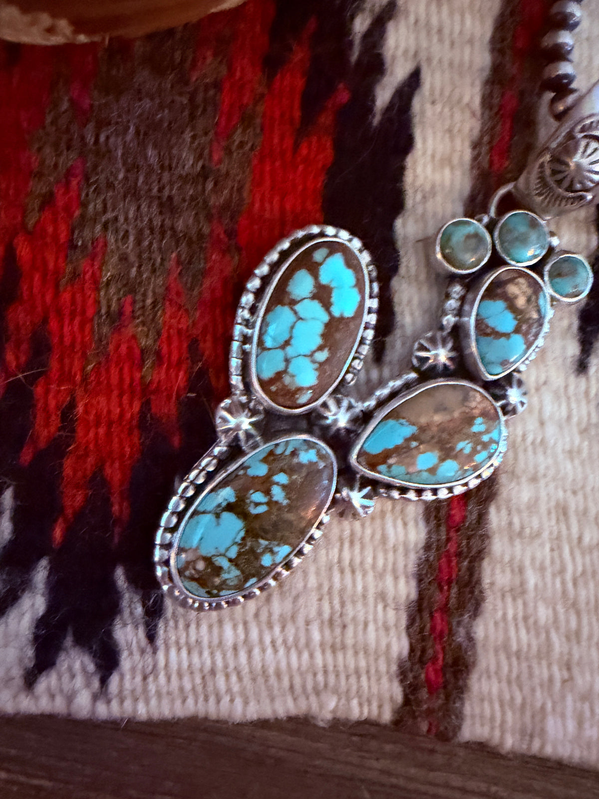 Handcrafted Sterling Silver & Number 8 Turquoise Cactus Pendant by Larry Kaye