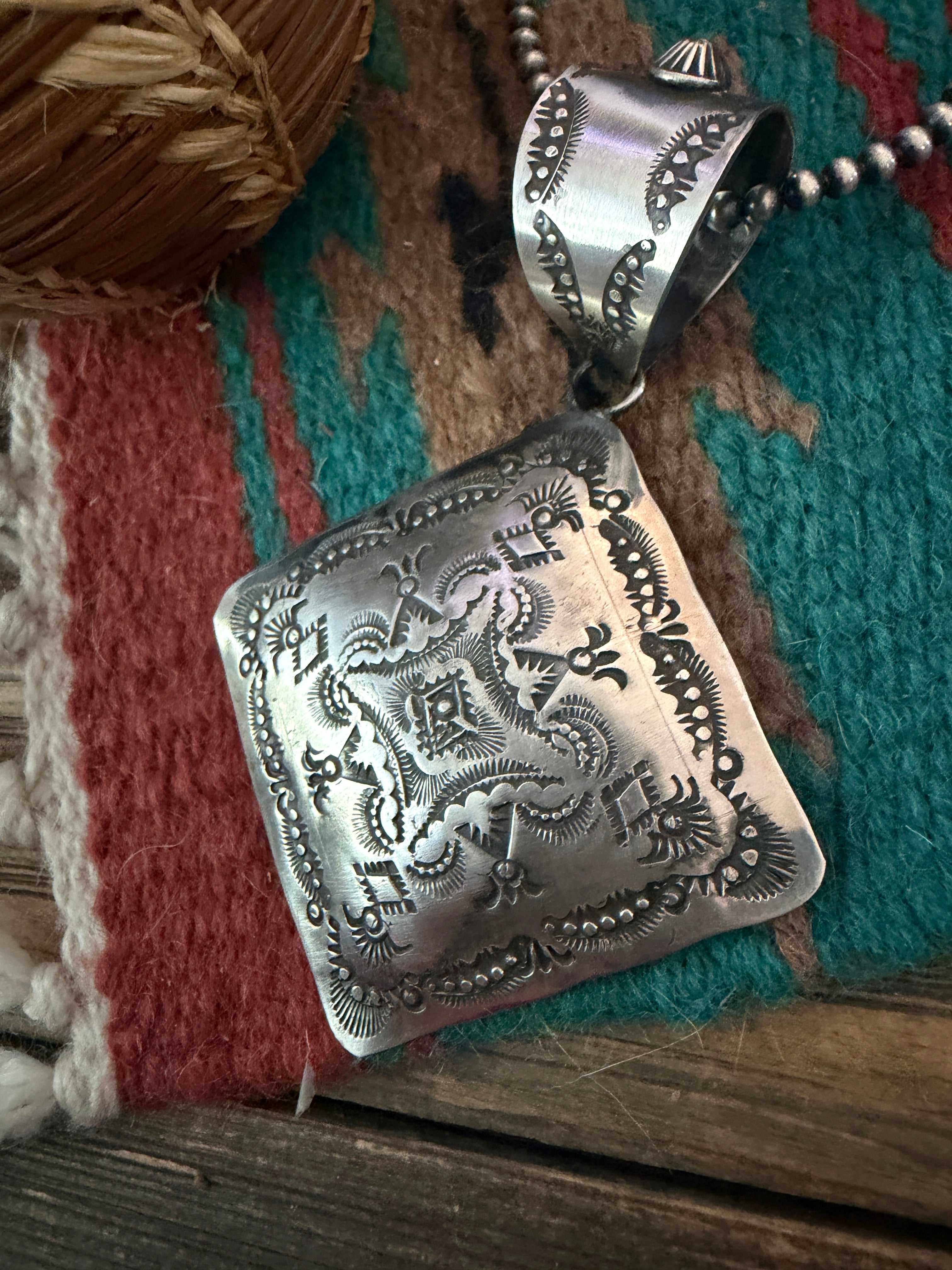Handcrafted Sterling Silver Concho Pendant by Vincent Platero