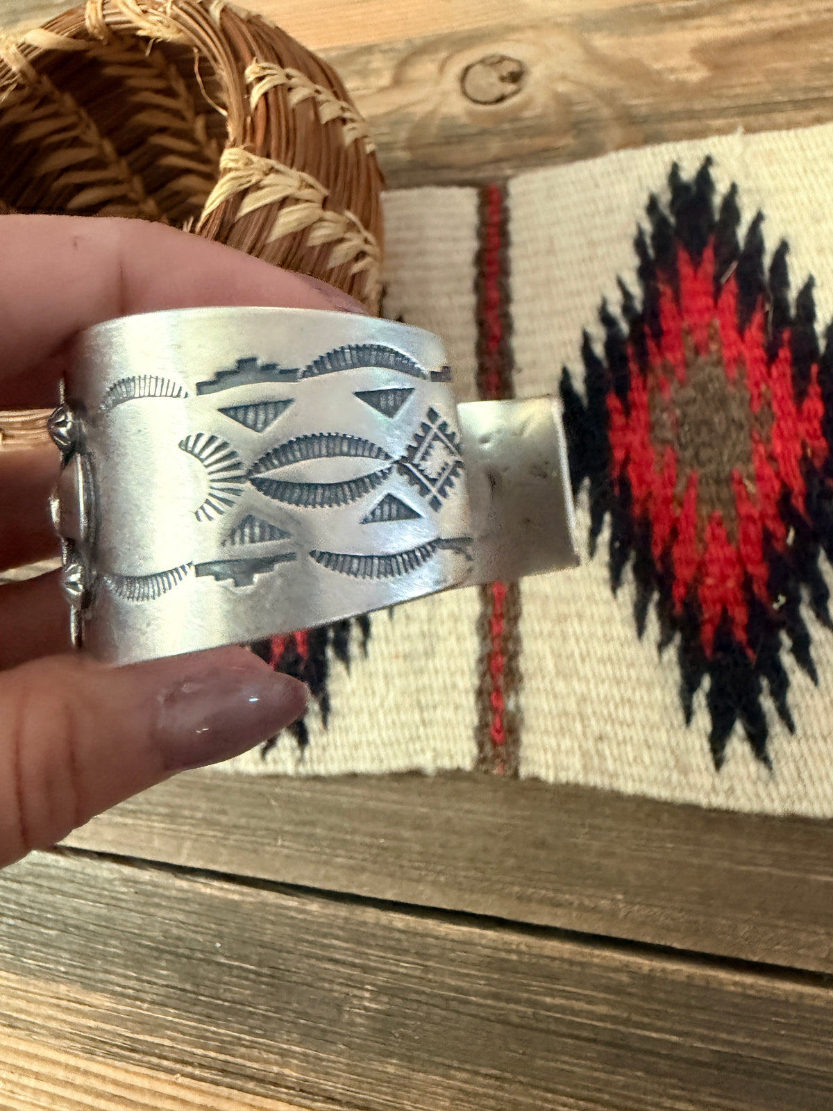 Handcrafted Turquoise & Sterling Silver Cross Cuff Bracelet by Larry Kaye
