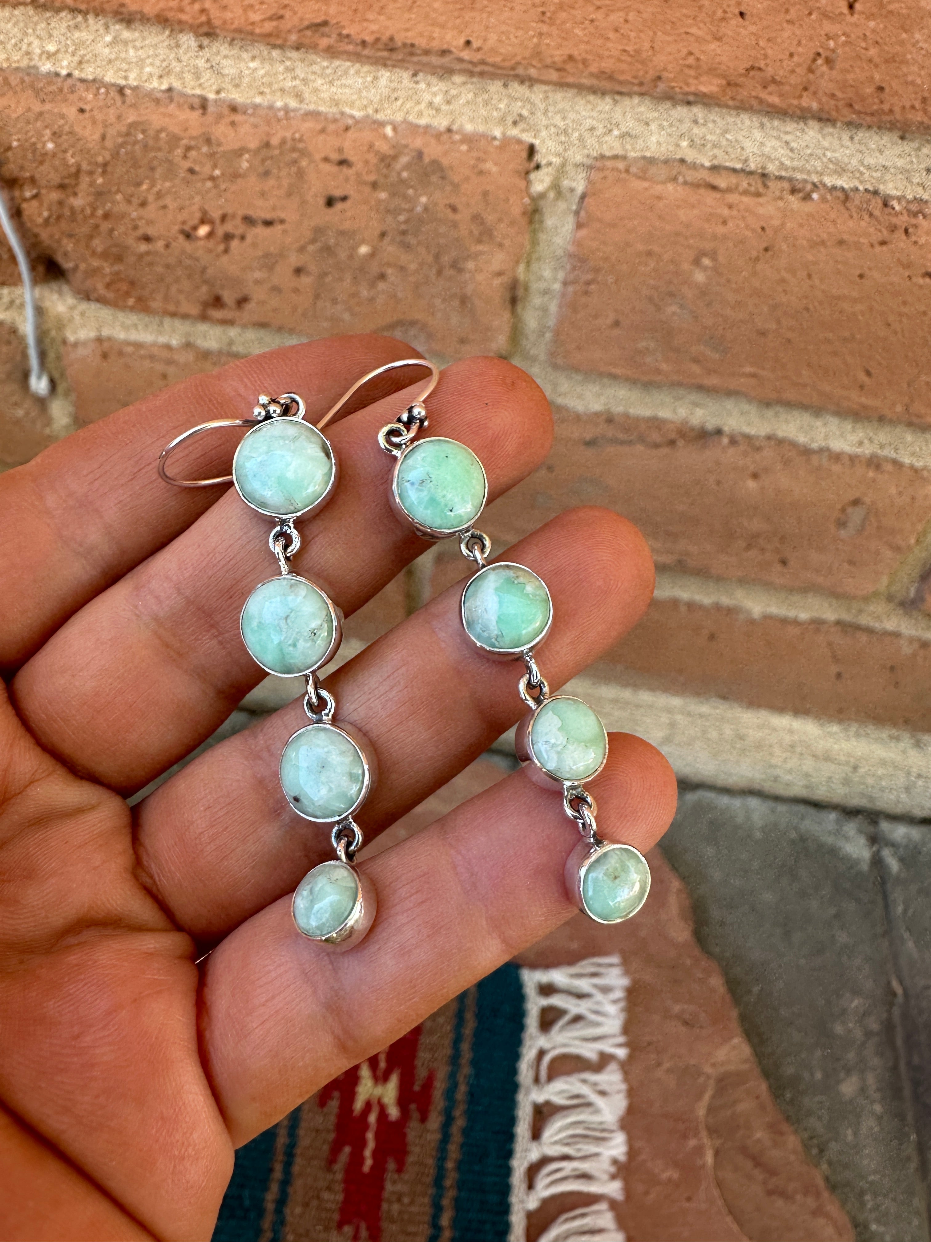 Handmade Paloma Turquoise & Sterling Silver Dangle Earrings