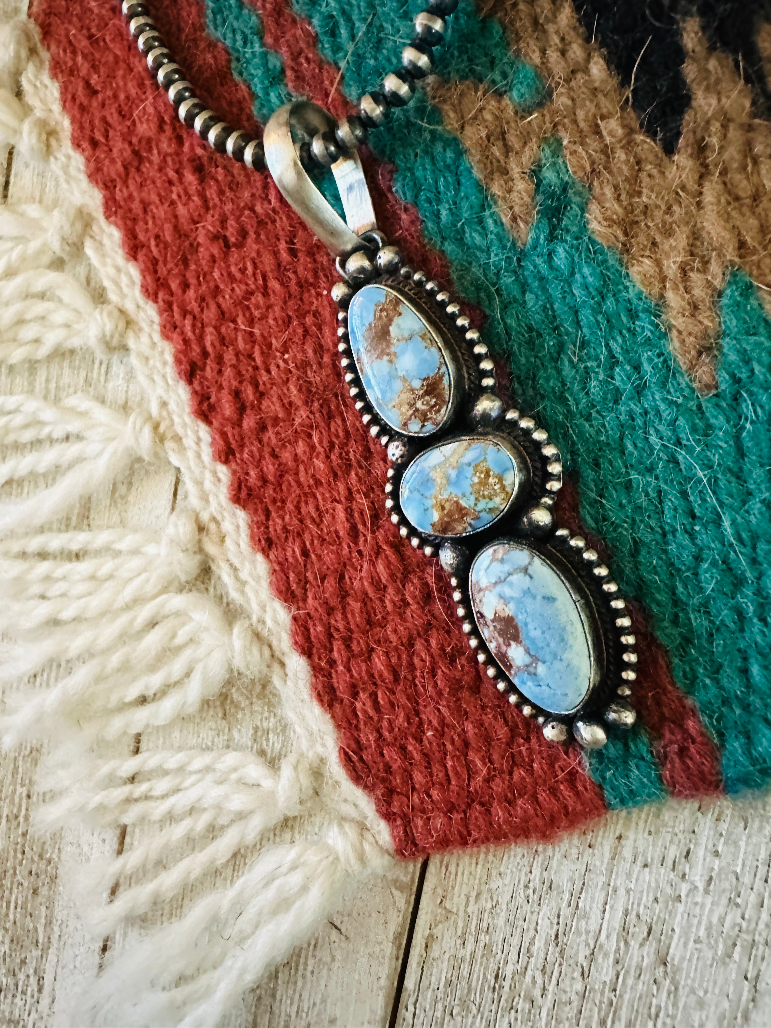 Handcrafted Golden Hills Turquoise & Sterling Silver Pendant