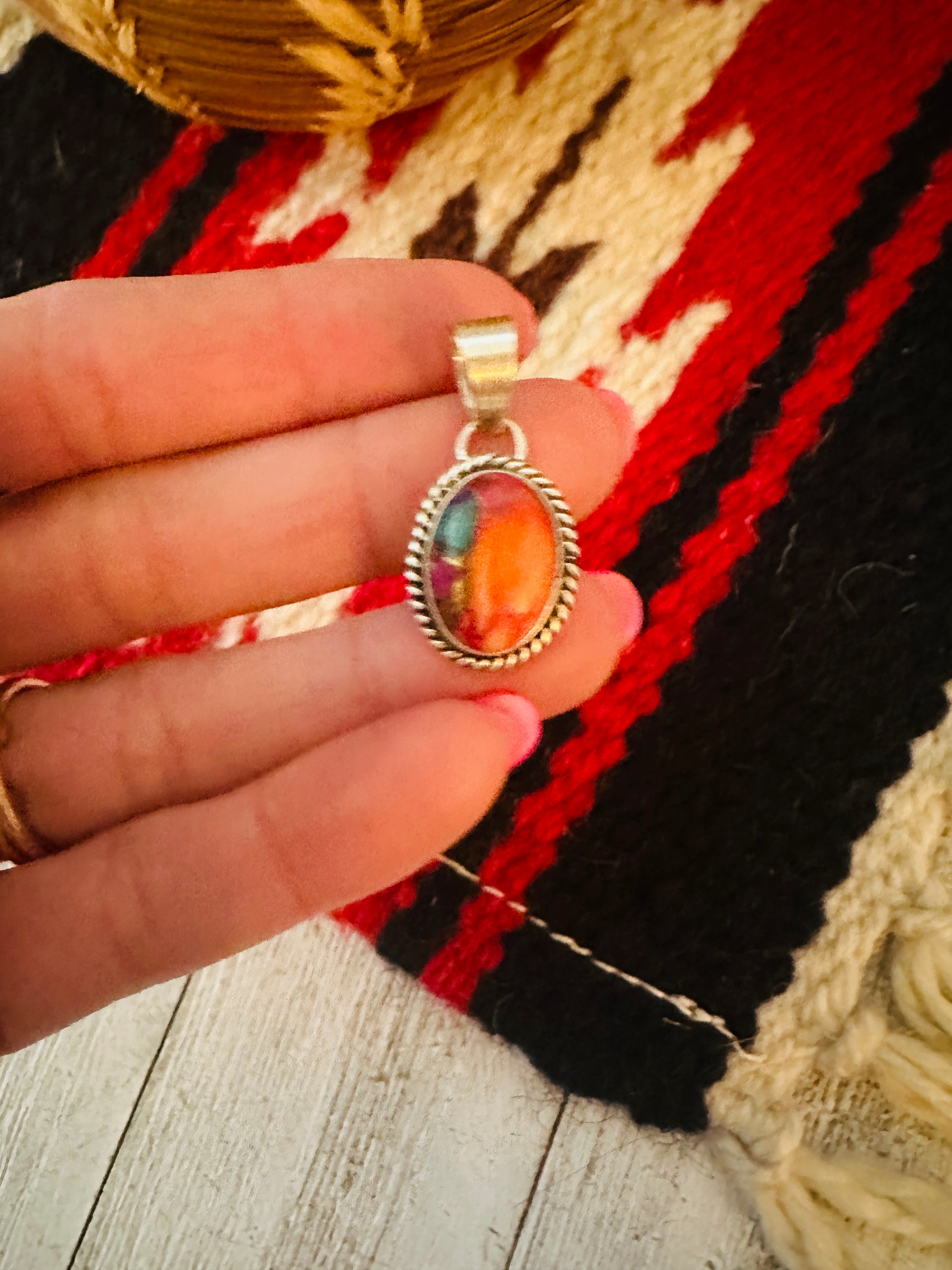 Navajo Sterling Silver & Pink Dream Mojave Pendant