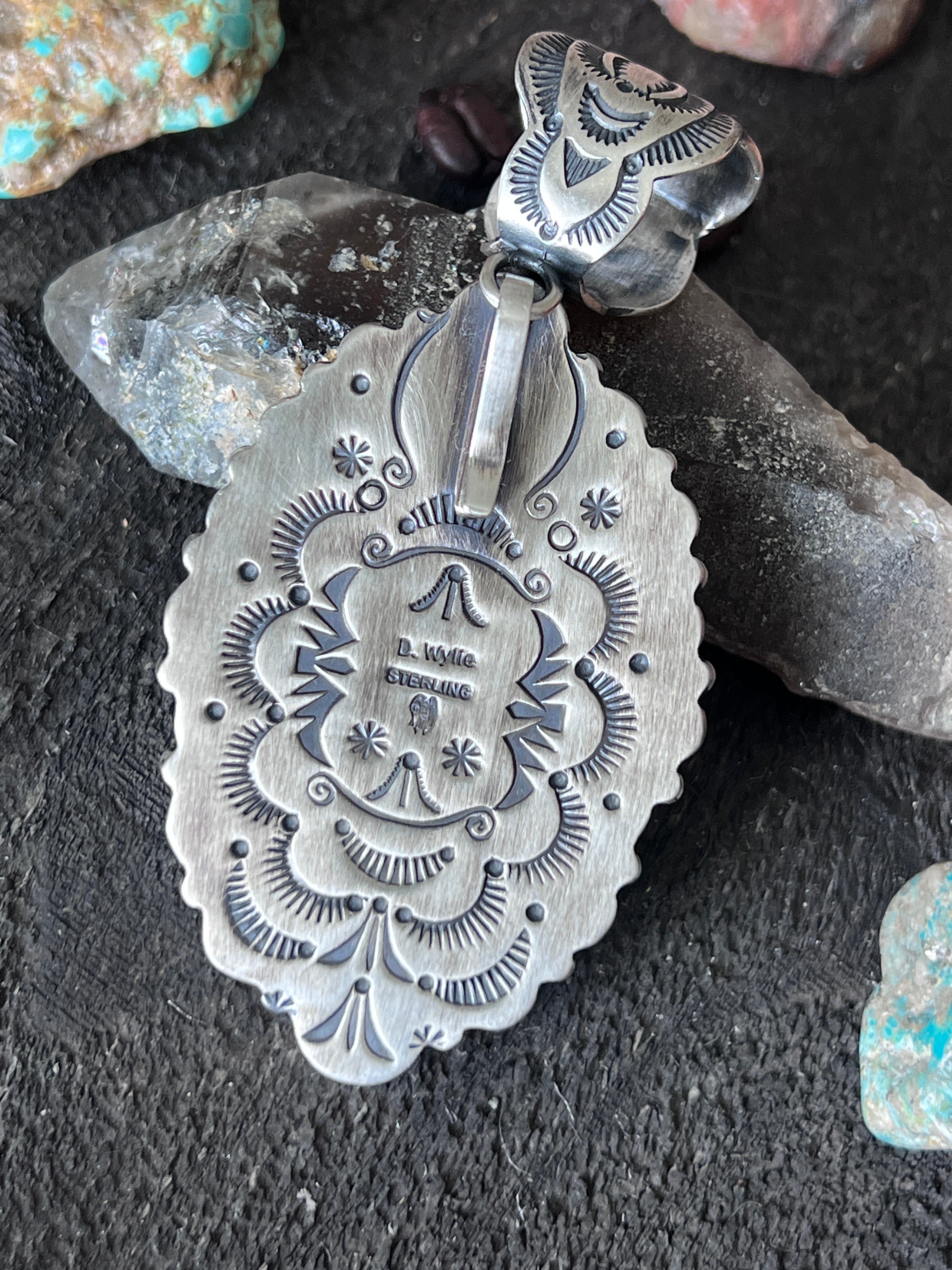 Diane Wylie Sterling Silver, Royston Ribbon & Sonoran Mountain Turquoise Cluster Pendants