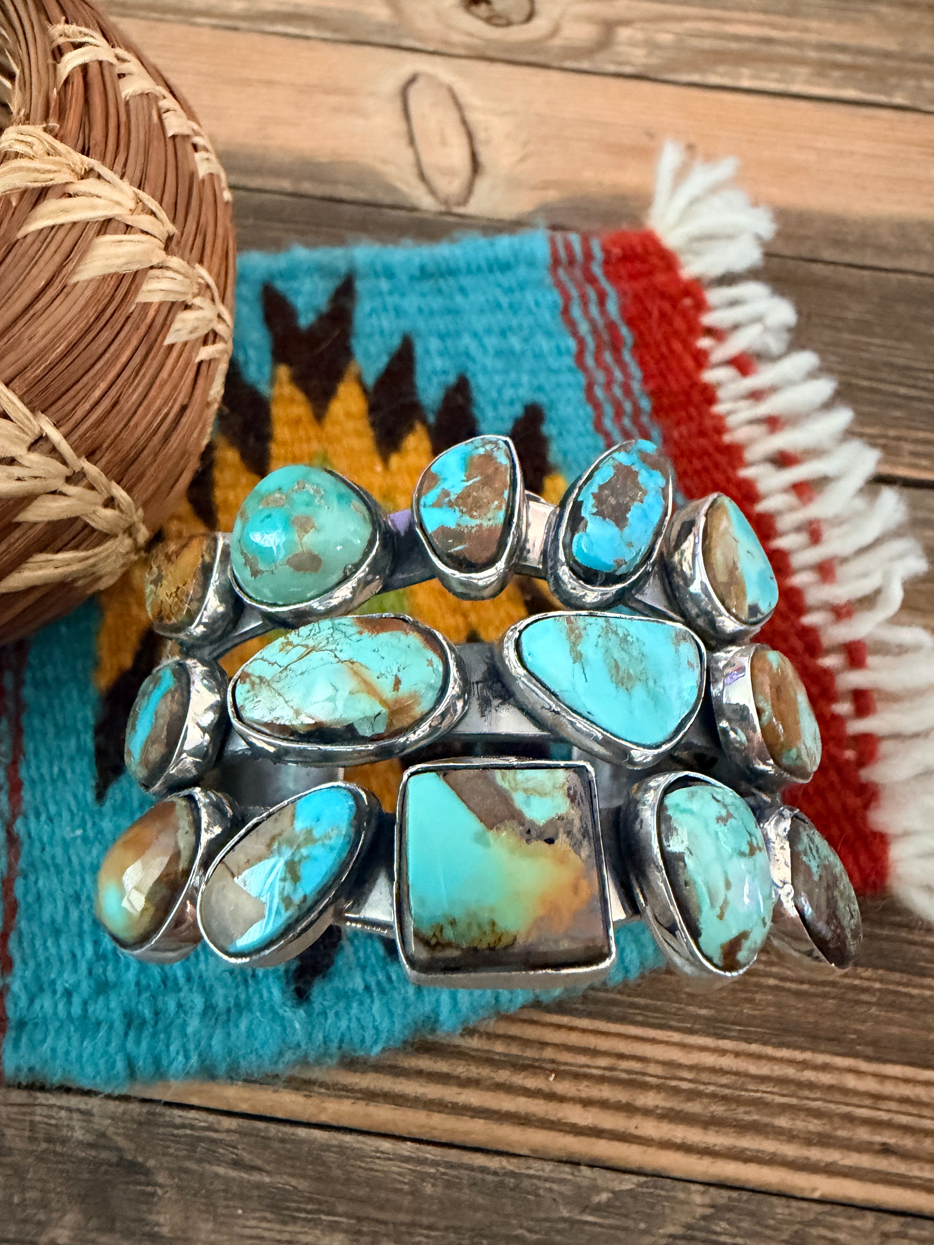 Handcrafted Royston Turquoise & Sterling Silver Cuff Bracelet by Rosella Paxson