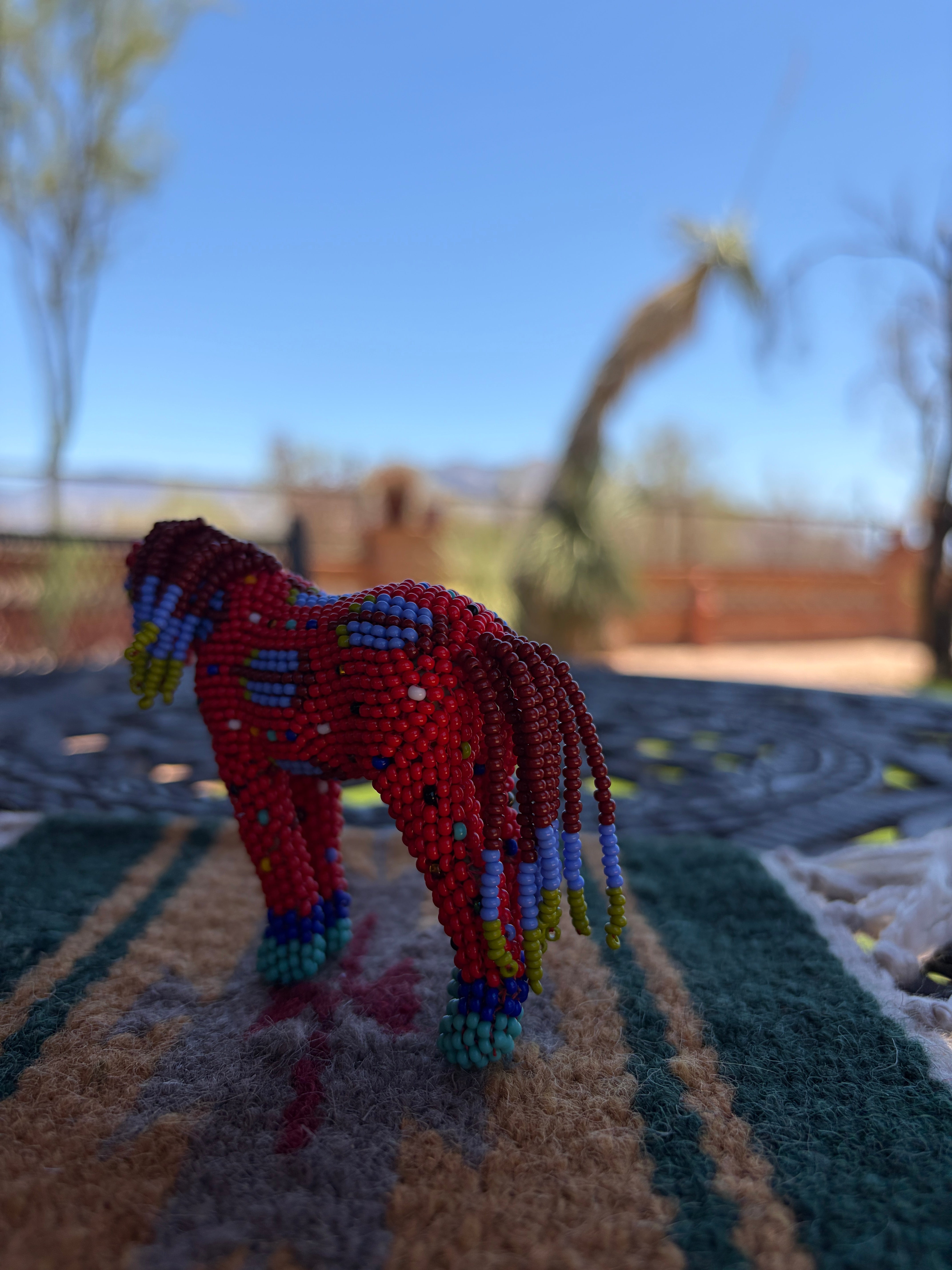 Handmade Peyote Stitched Horse Figurine-Red 9