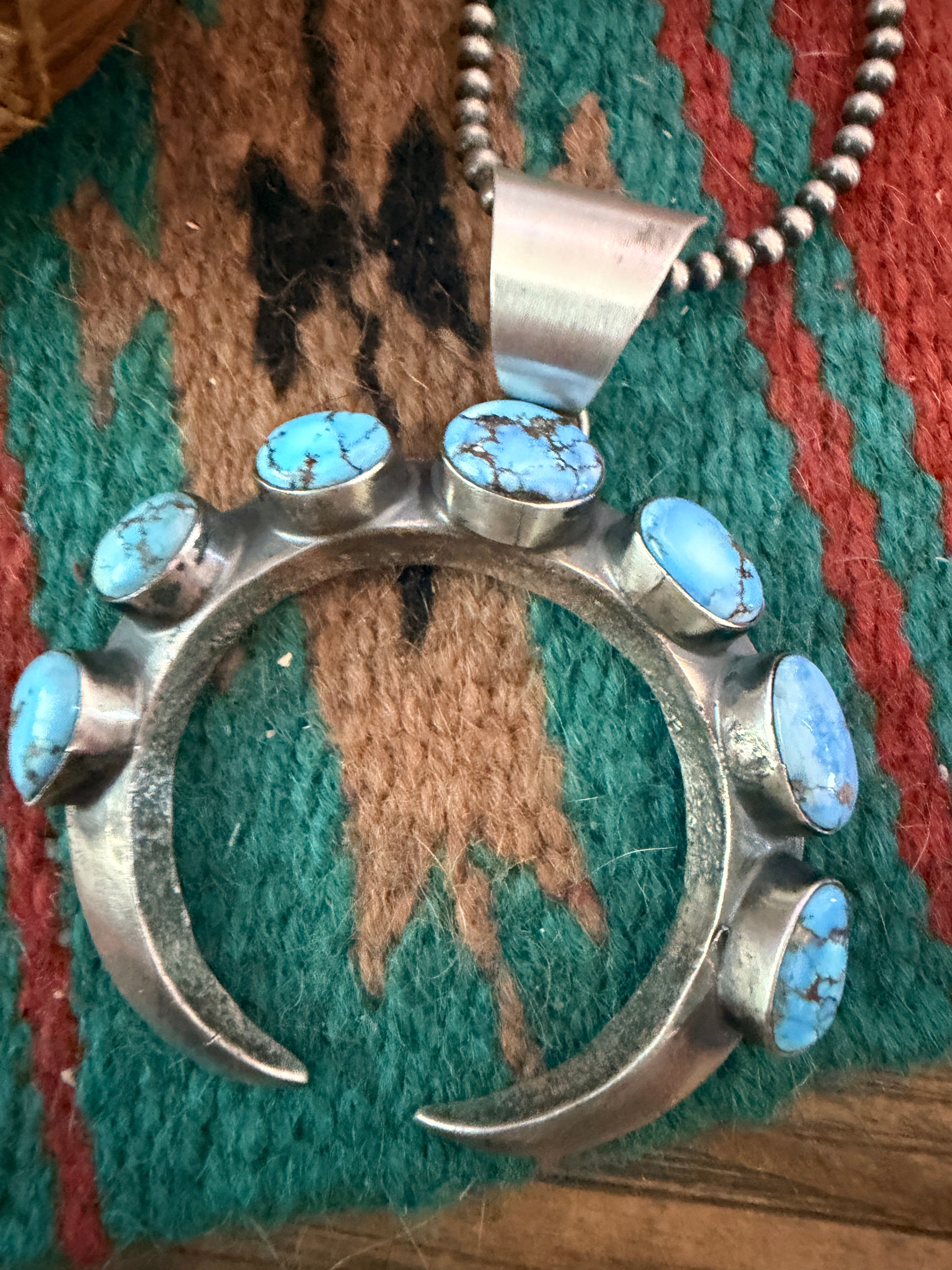 Handcrafted Sterling Silver & Golden Hills Turquoise Naja Pendant by Chimney Butte