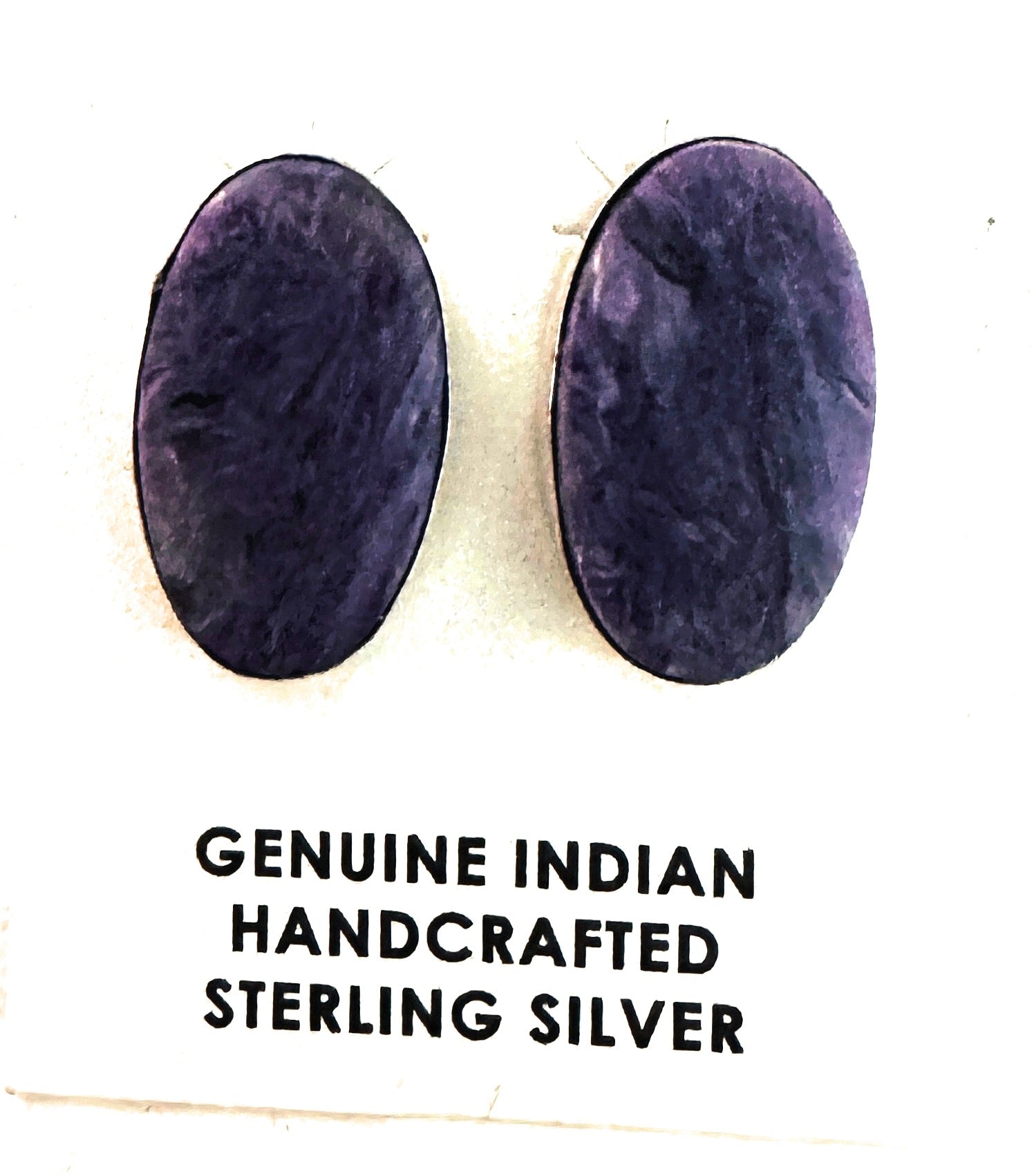 Navajo Sterling Silver And Charoite Stud Earrings