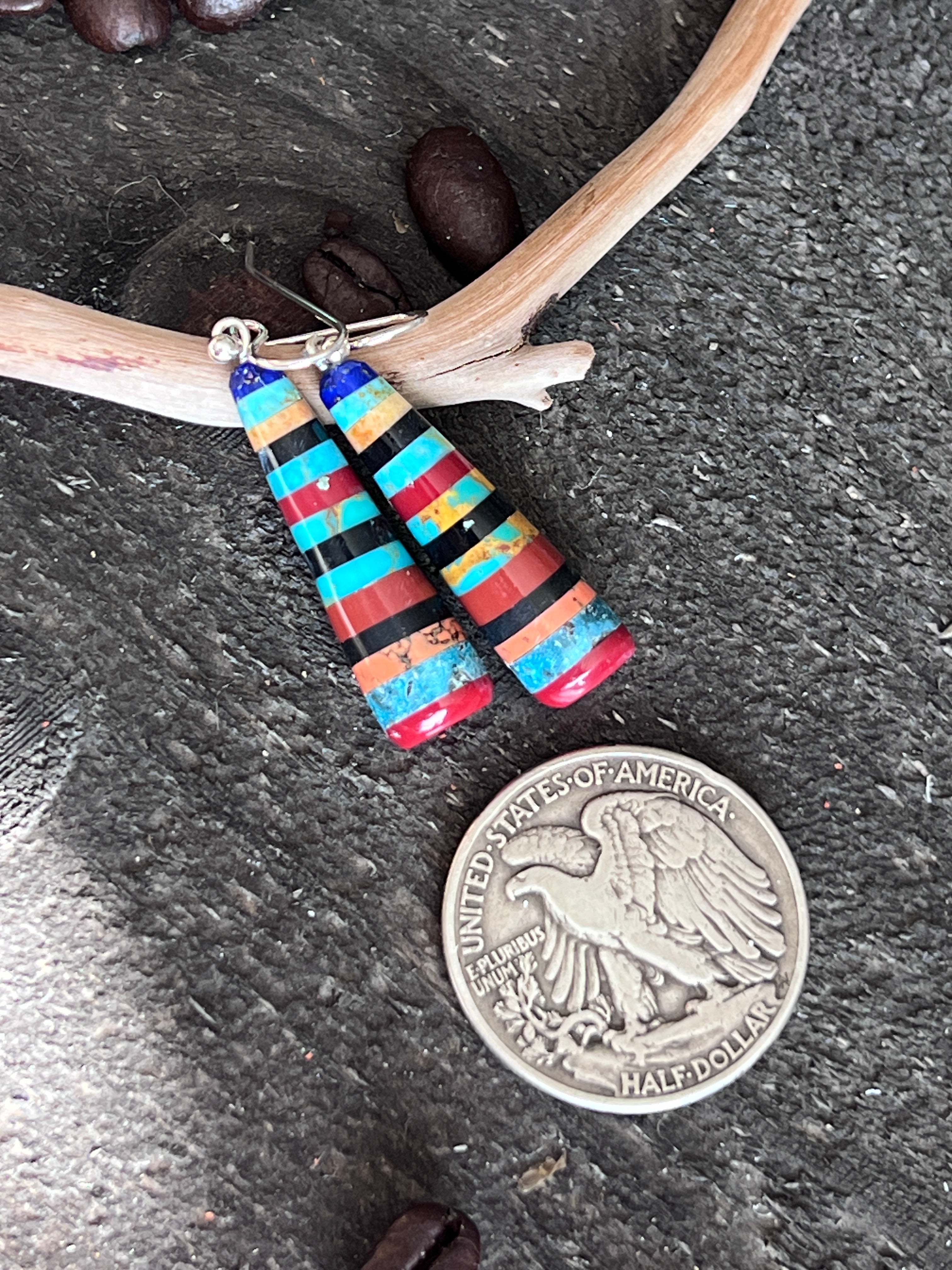 Santo Domingo Layered Multistone Earrings by Ronald Chavez, Stacked Gems #6