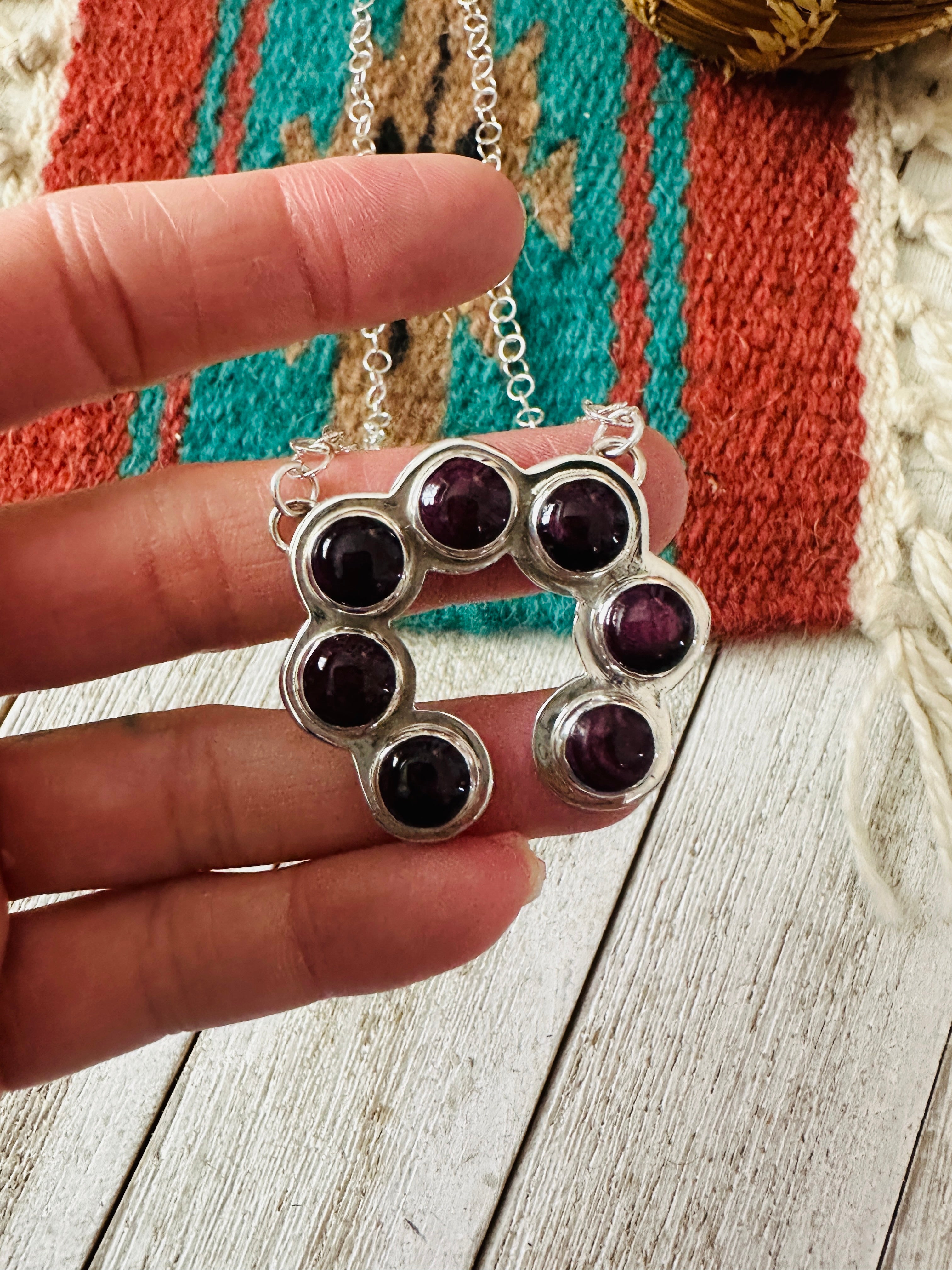 Handcrafted Sterling Silver & Purple Spiny Naja Necklace