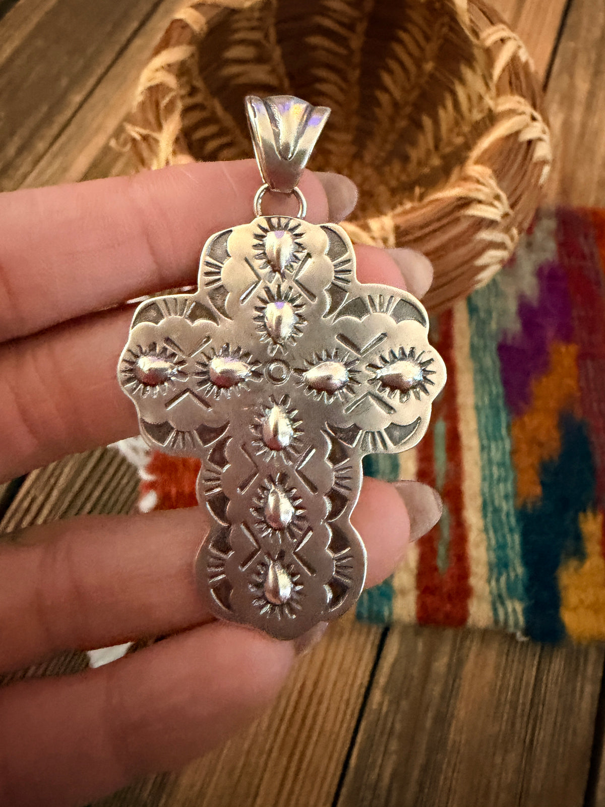 Handcrafted Sterling Silver Cross Pendant by Benson Shorty