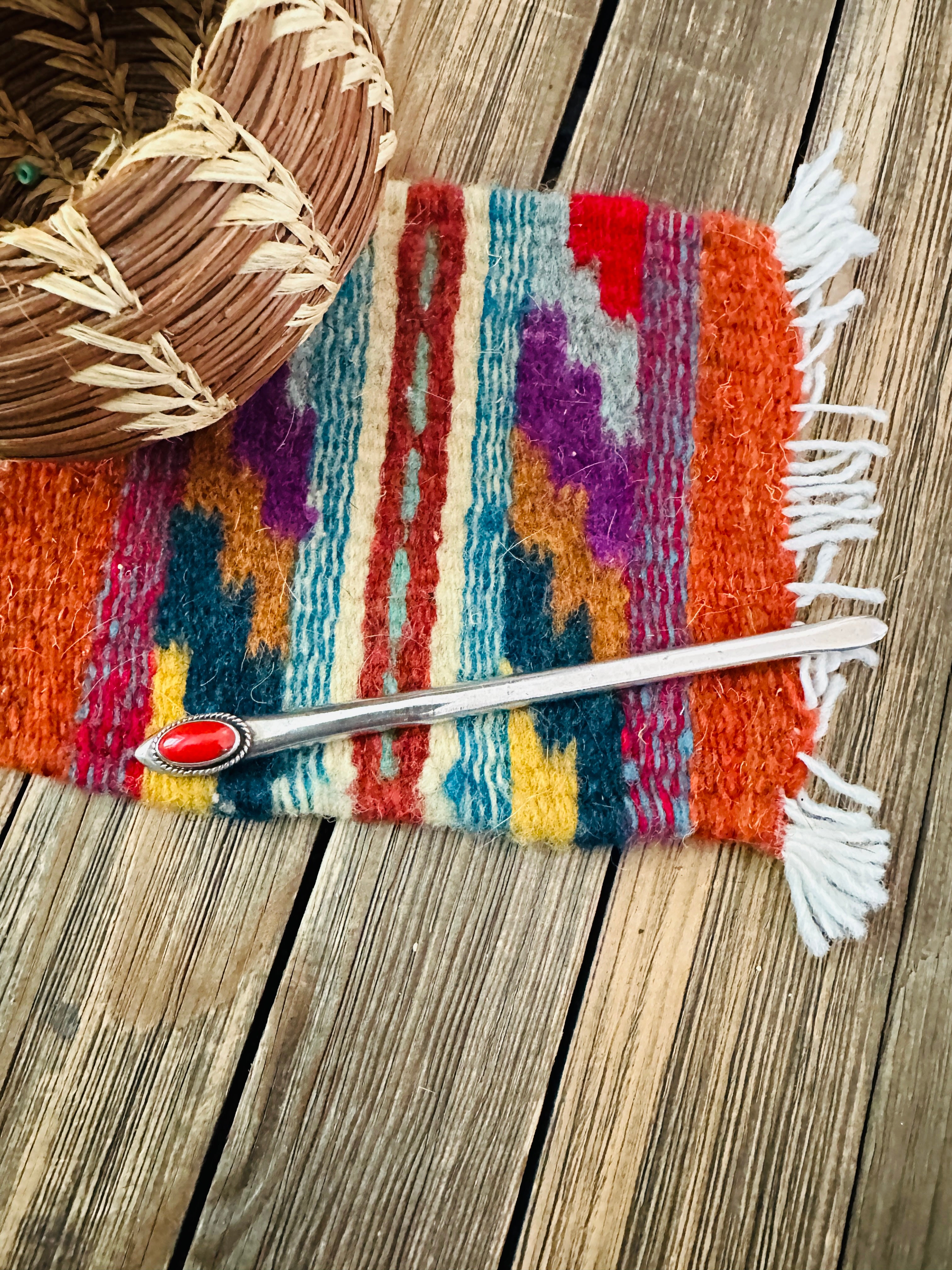 Handcrafted Old Pawn Coral & Sterling Silver Letter Opener