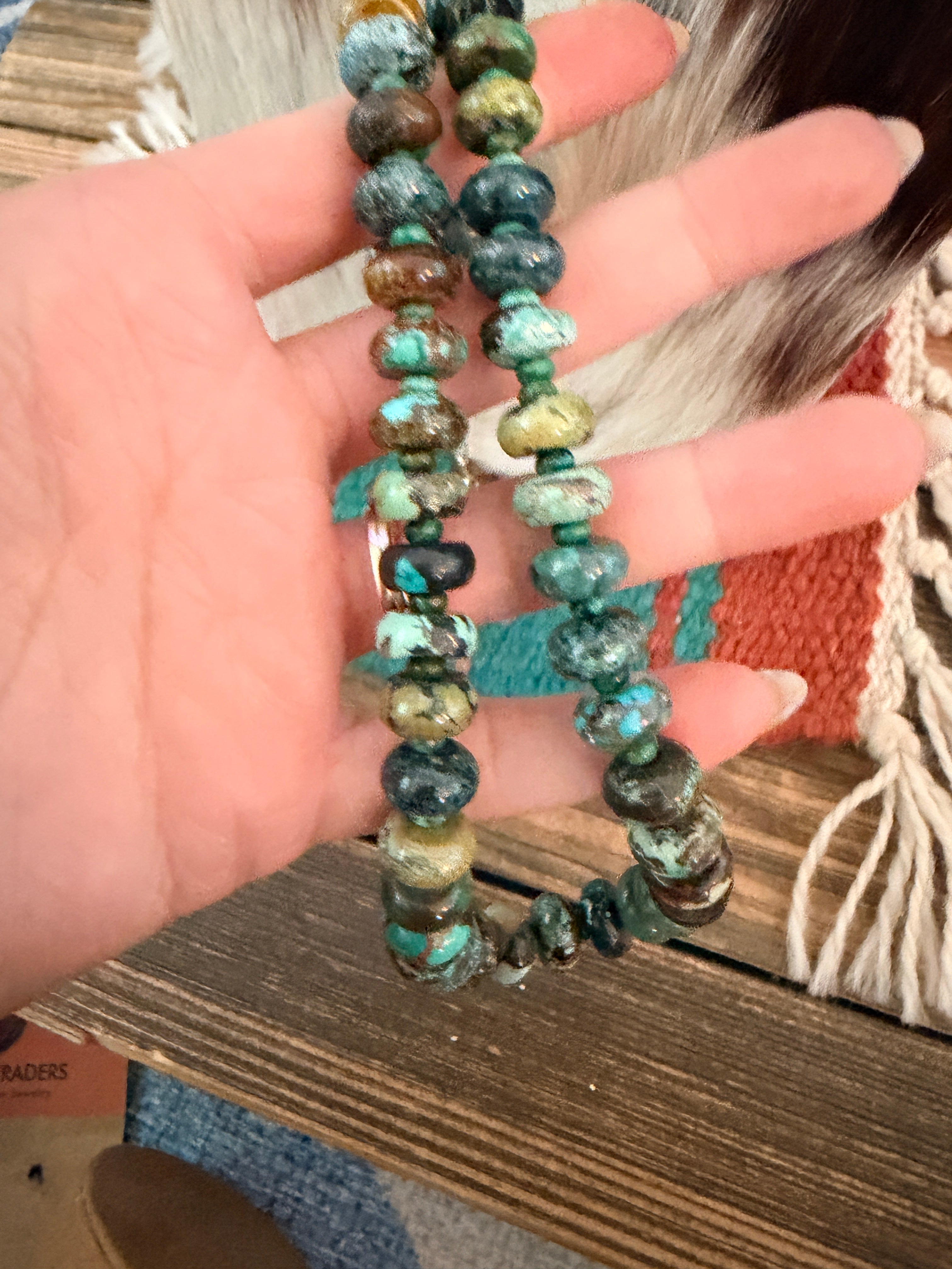 Handmade Hubei Turquoise Beaded 18” Necklace