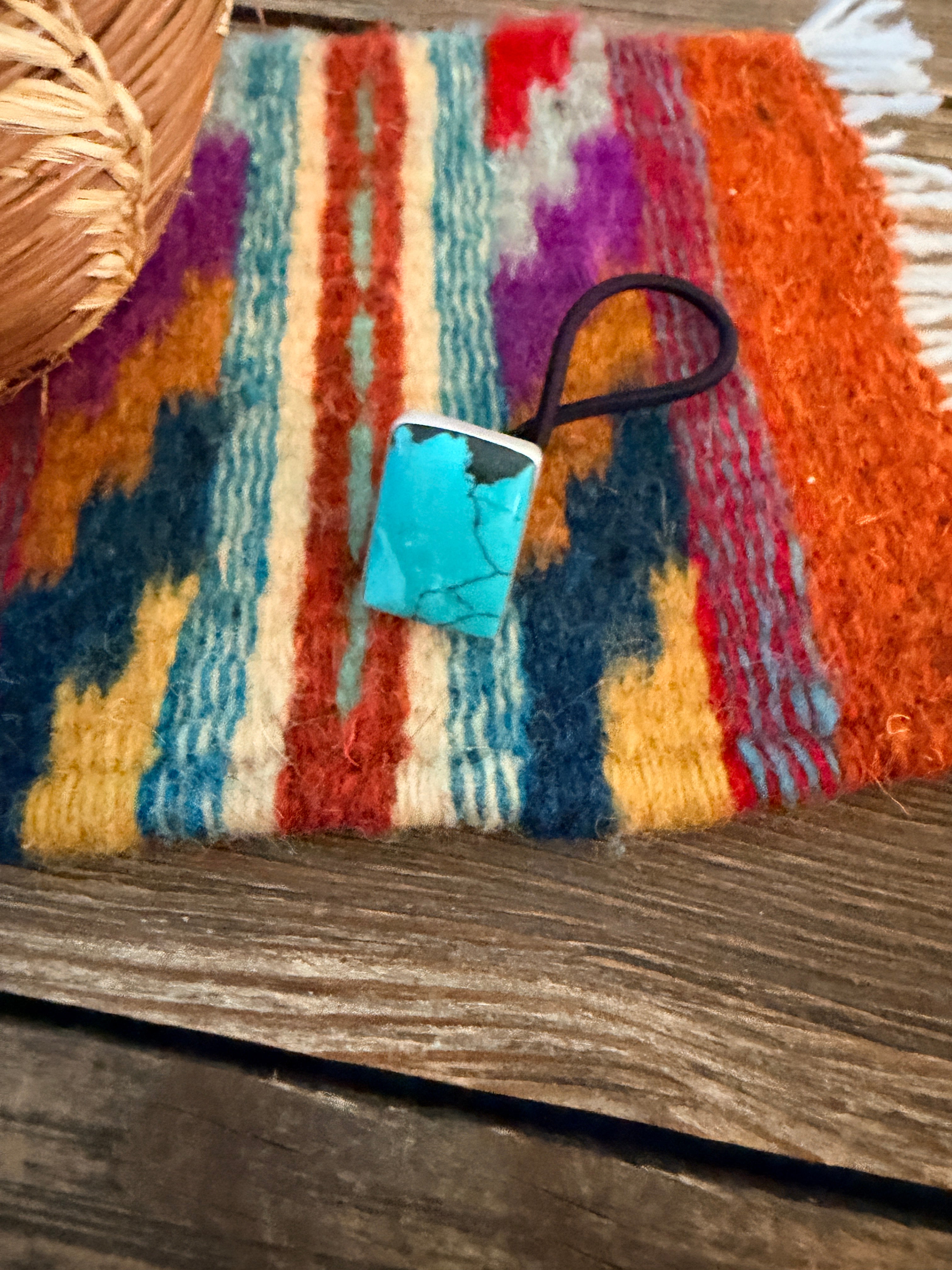Handcrafted Turquoise & Sterling Silver Hair Tie Charm