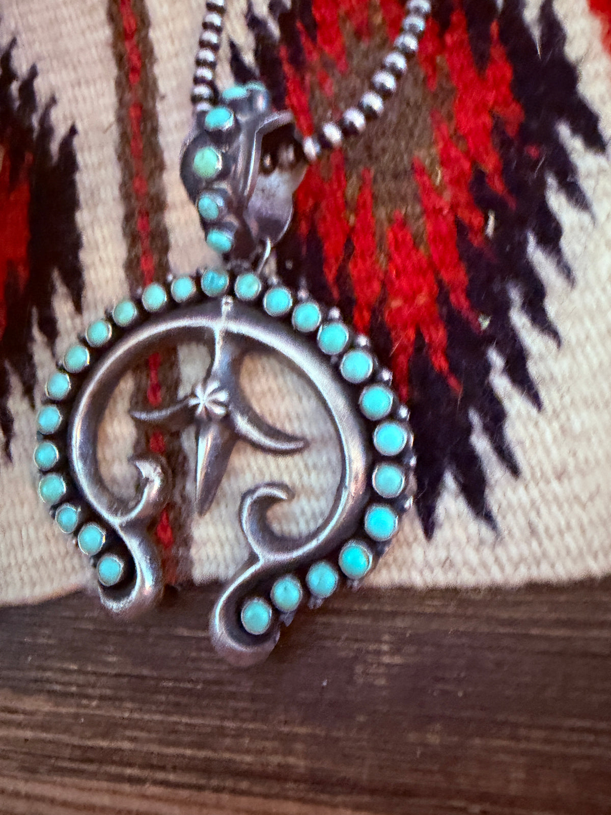 Handcrafted Sterling Silver & Turquoise Naja Pendant by Shawn Cayatineto
