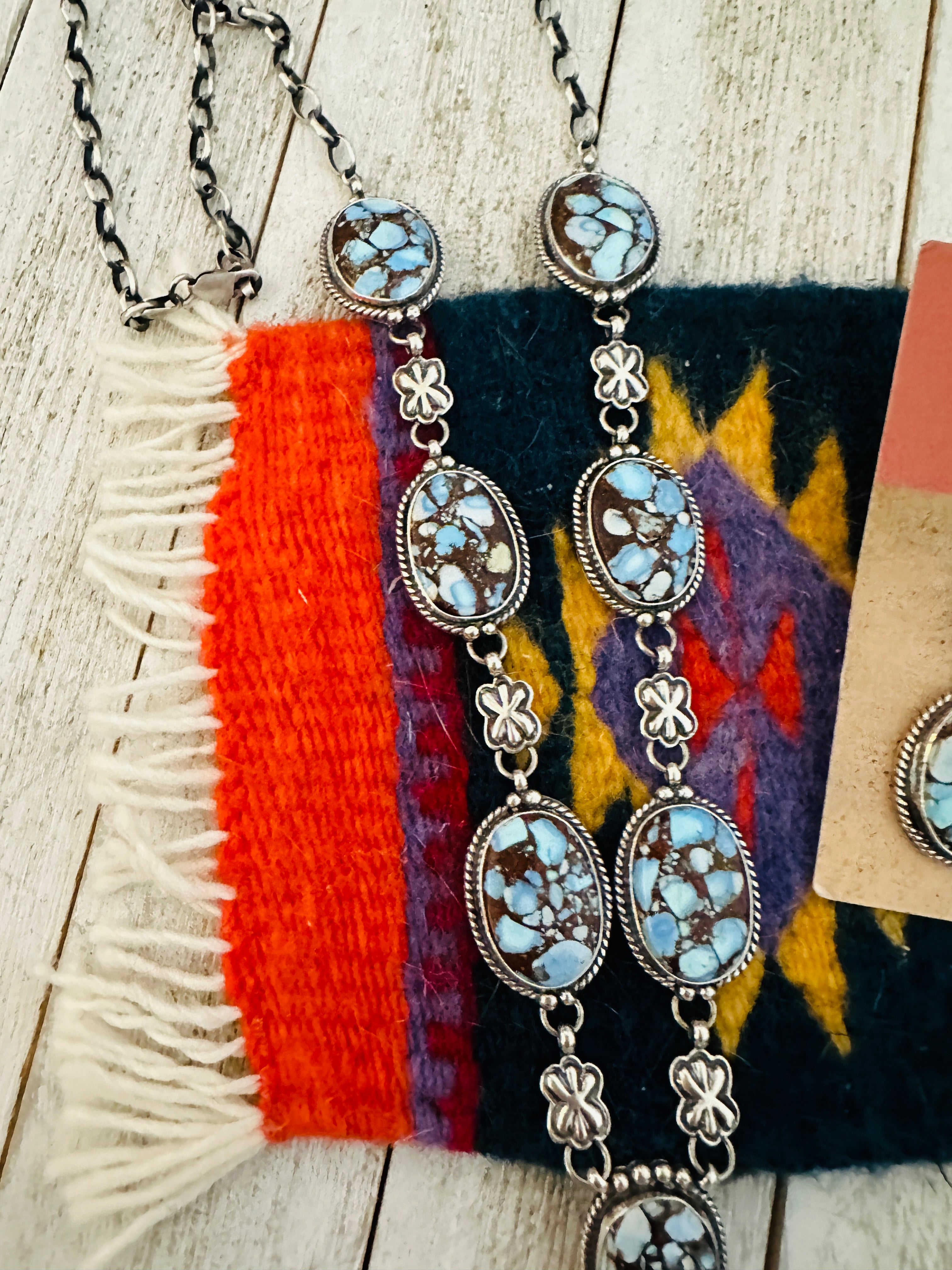 Navajo Golden Hills Turquoise & Sterling Silver Necklace Set