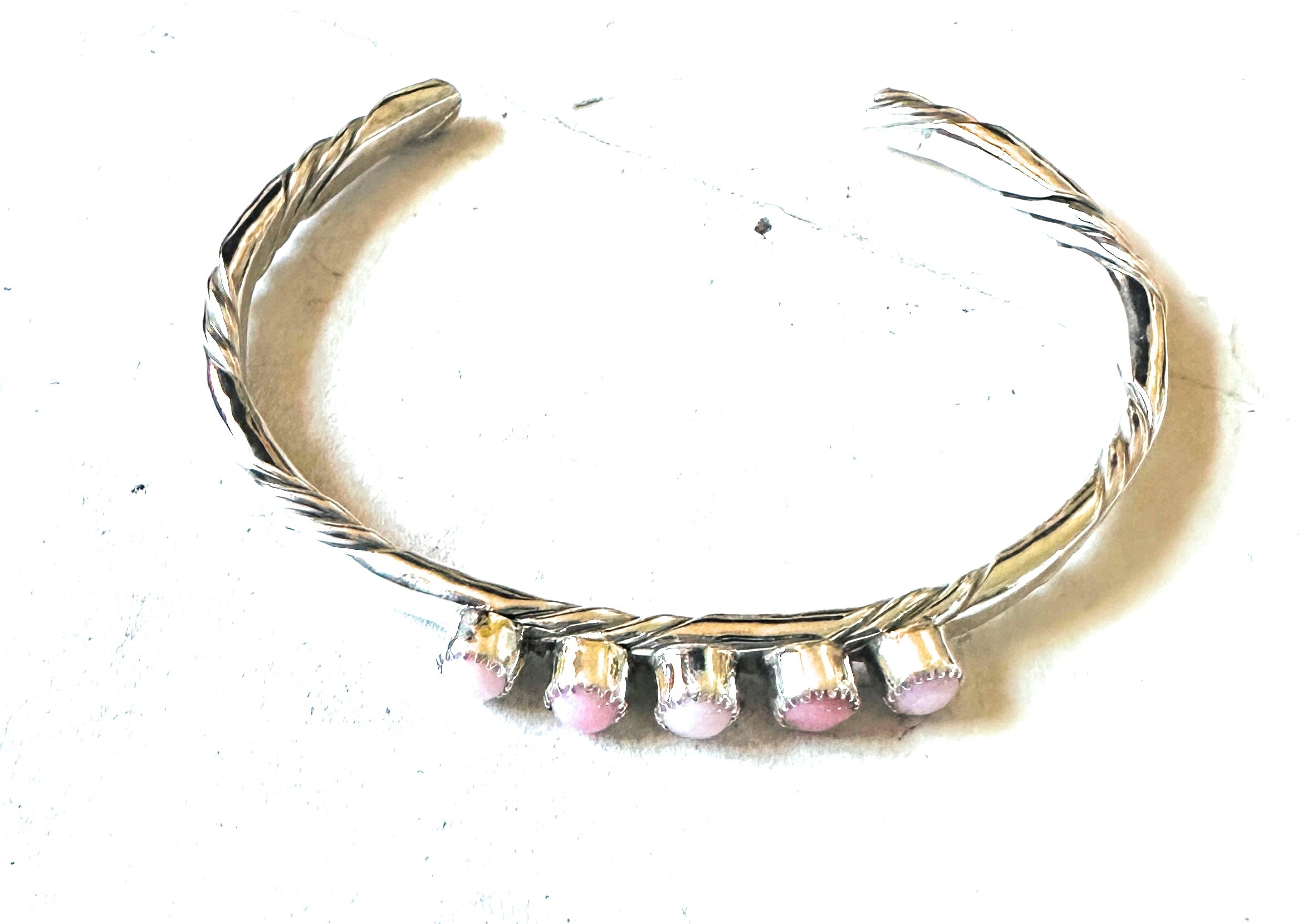 Navajo Queen Pink Conch & Sterling Silver Cuff Bracelet