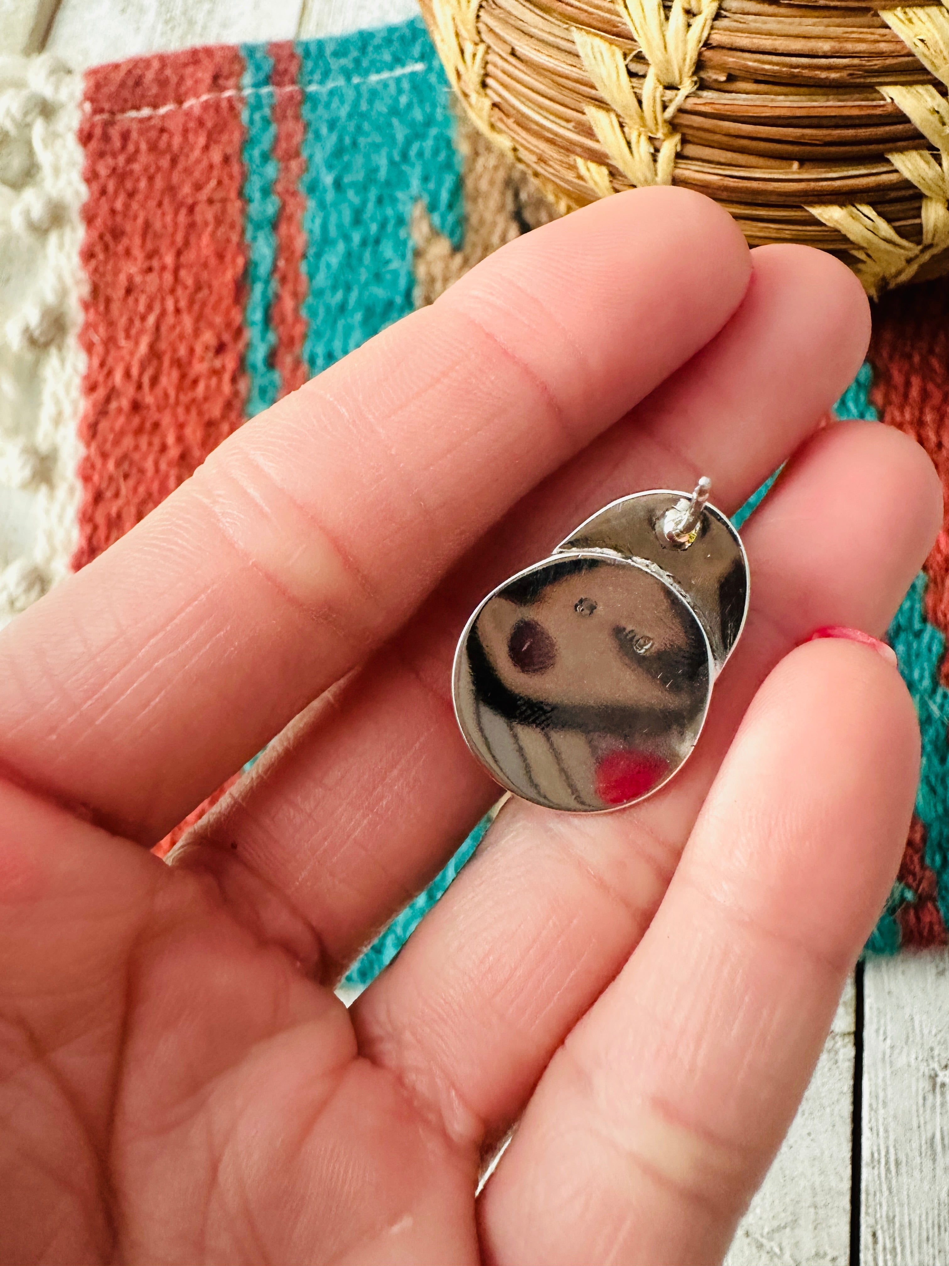 Navajo Onyx & Sterling Silver Post Earrings