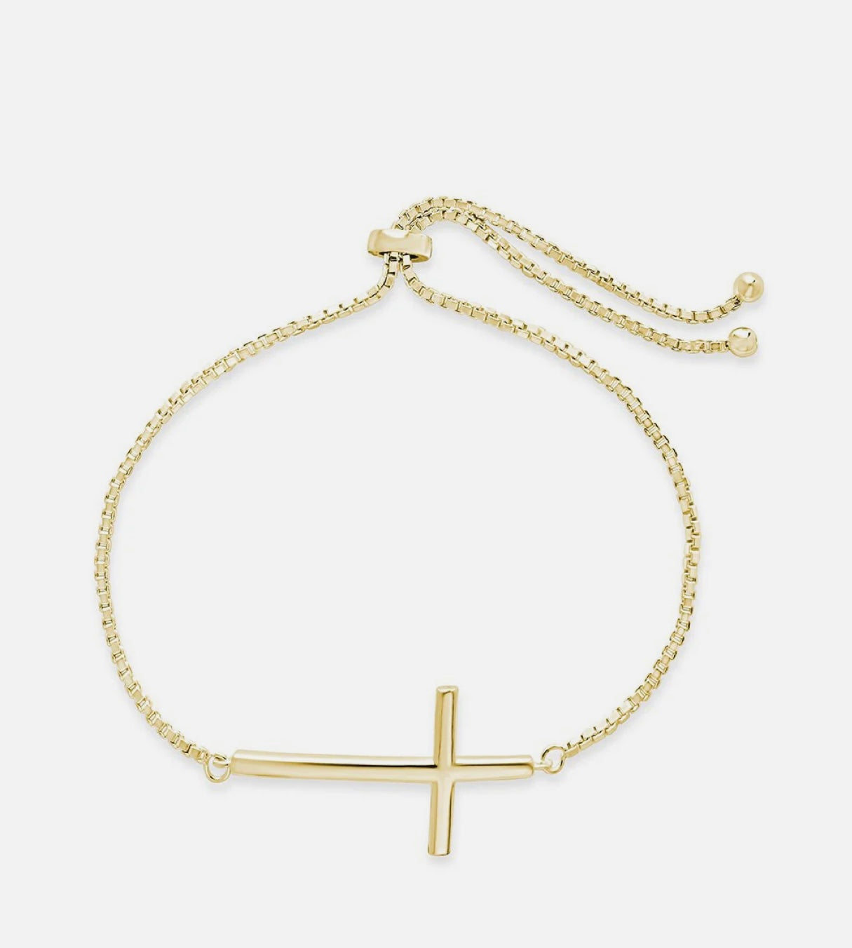 Polished Cross Bolo Bracelet- Gold