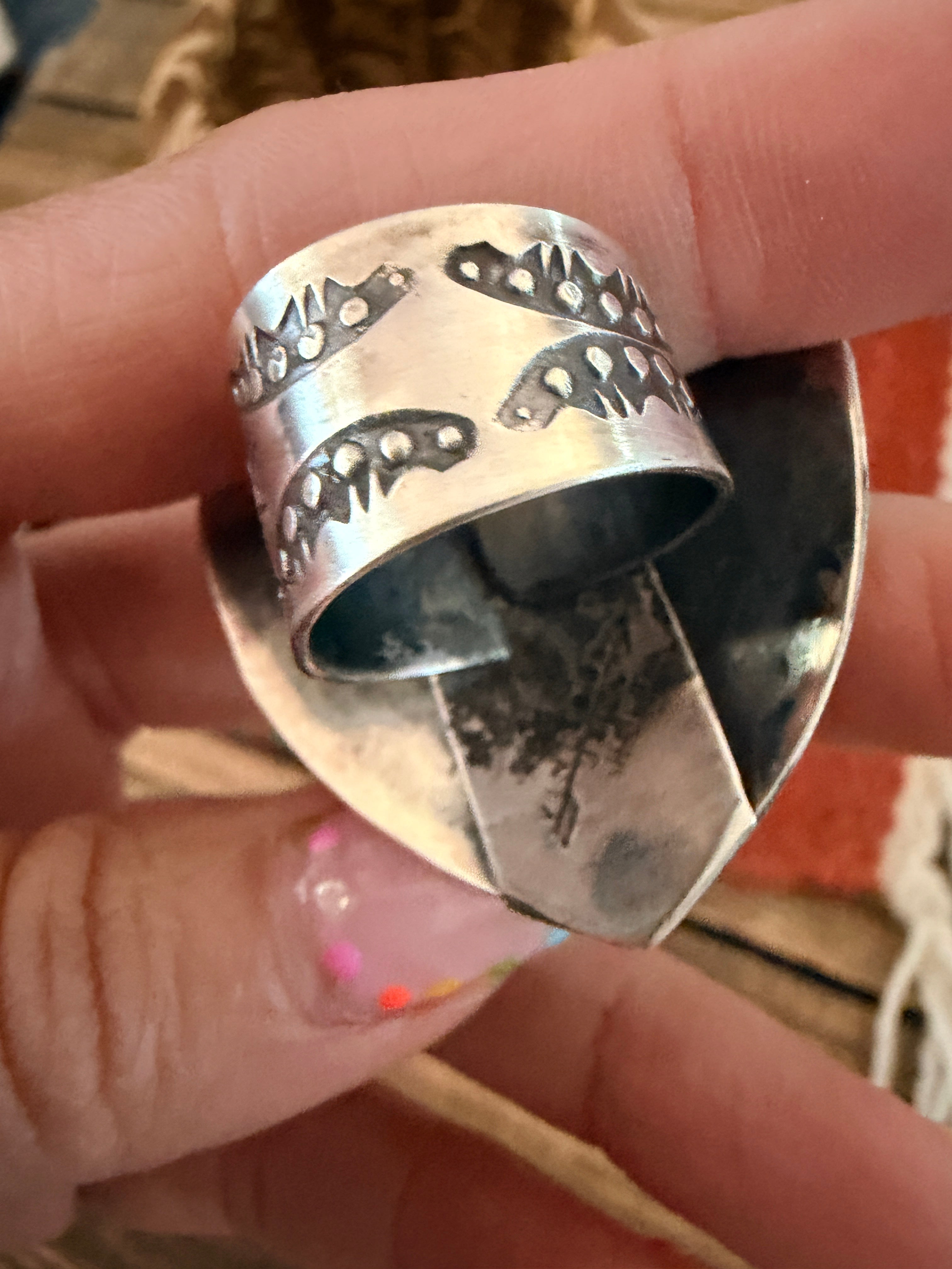Handcrafted Sterling Silver Adjustable Heart Concho Ring by Vincent Platero