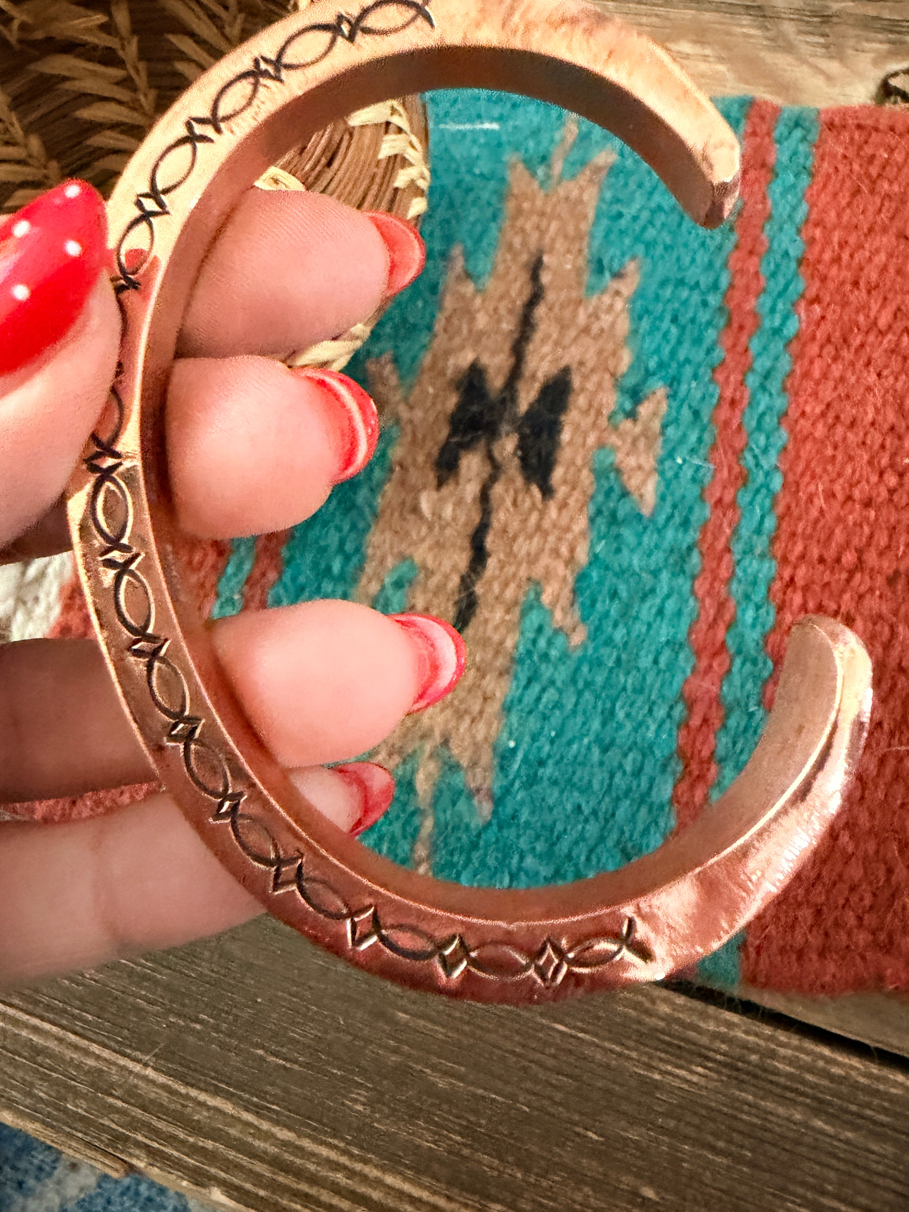 Handcrafted Copper & Sterling Silver Cuff Bracelet by Wylie Secatero