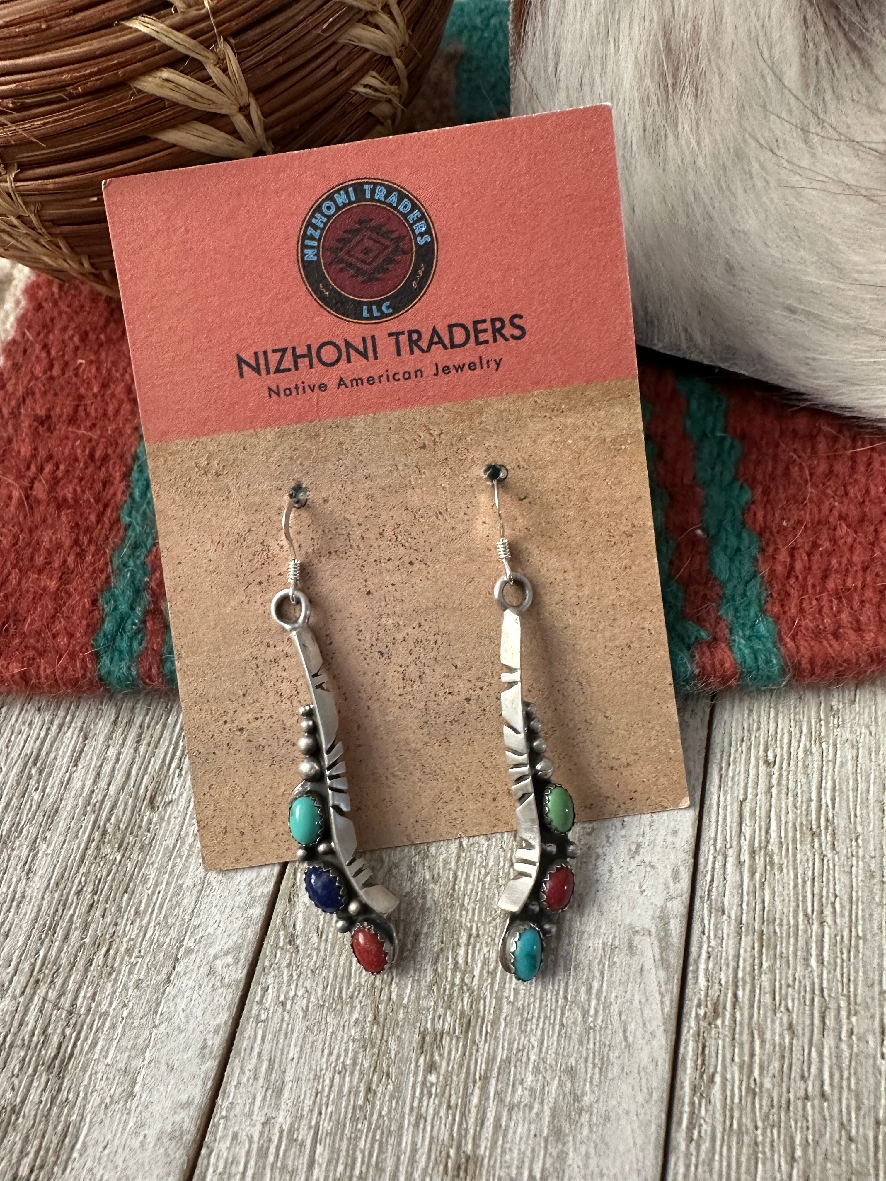 Handcrafted Multi Stone & Sterling Silver Cluster Necklace and Earring Set by Charles Johnson