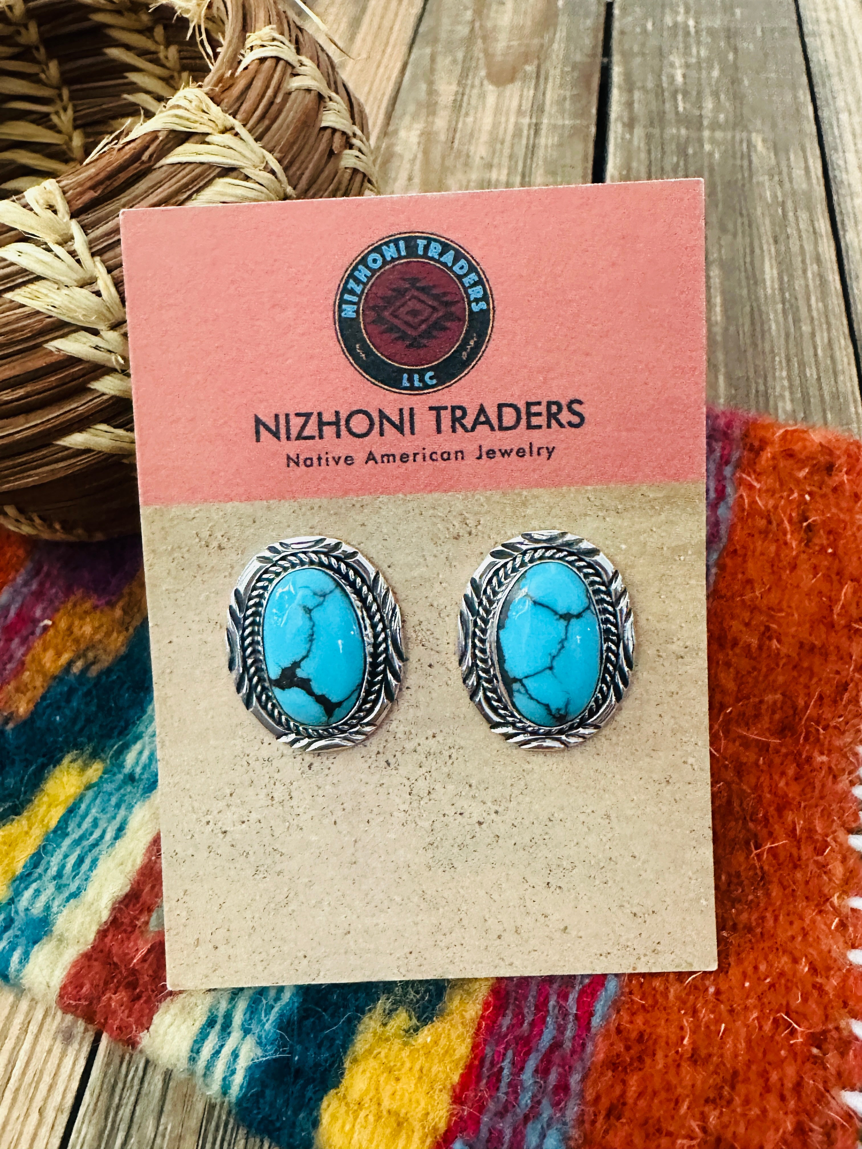 Handcrafted Turquoise & Sterling Silver Post Earrings