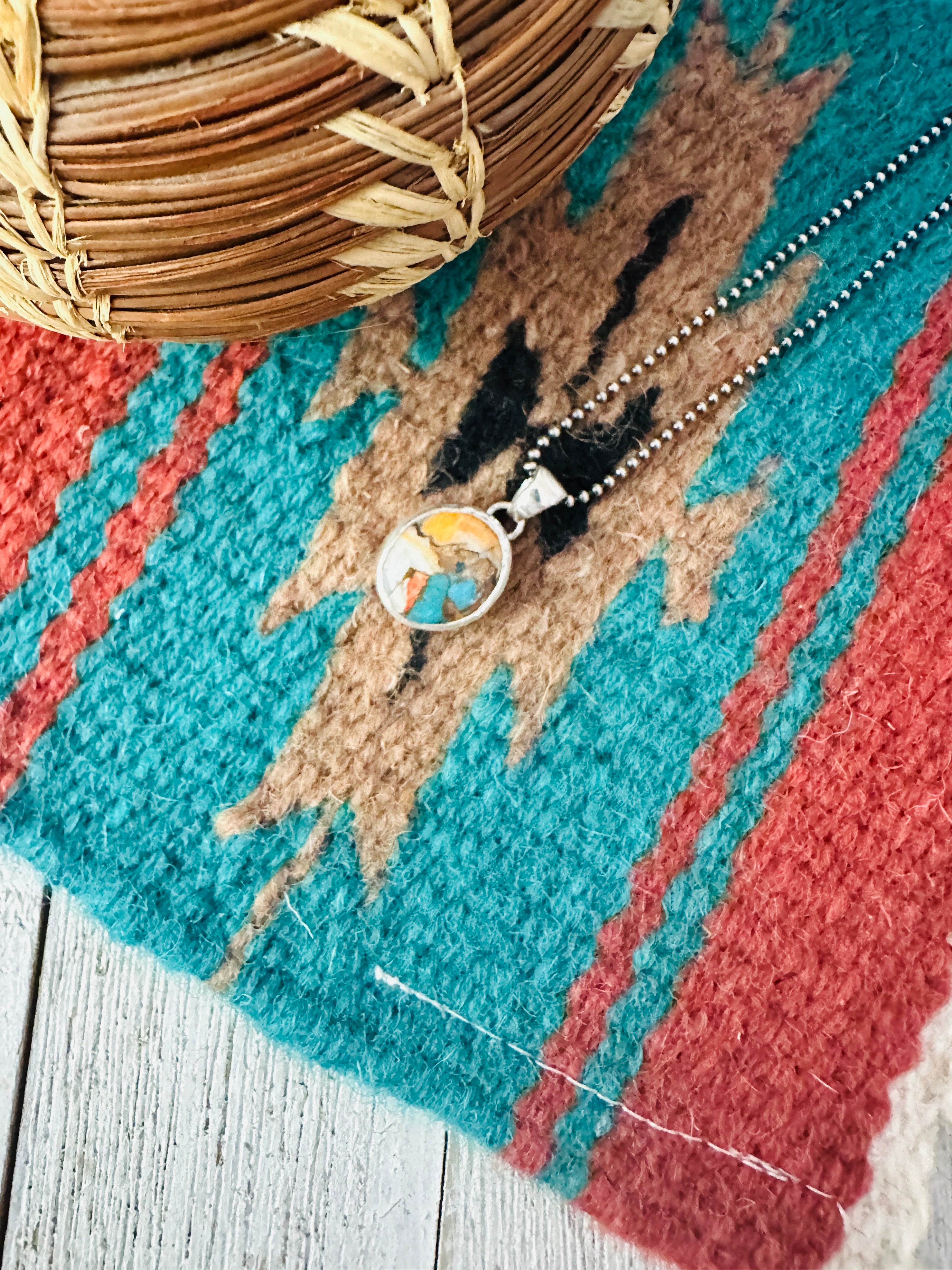 Navajo Multi Stone Spice & Sterling Silver Pendant