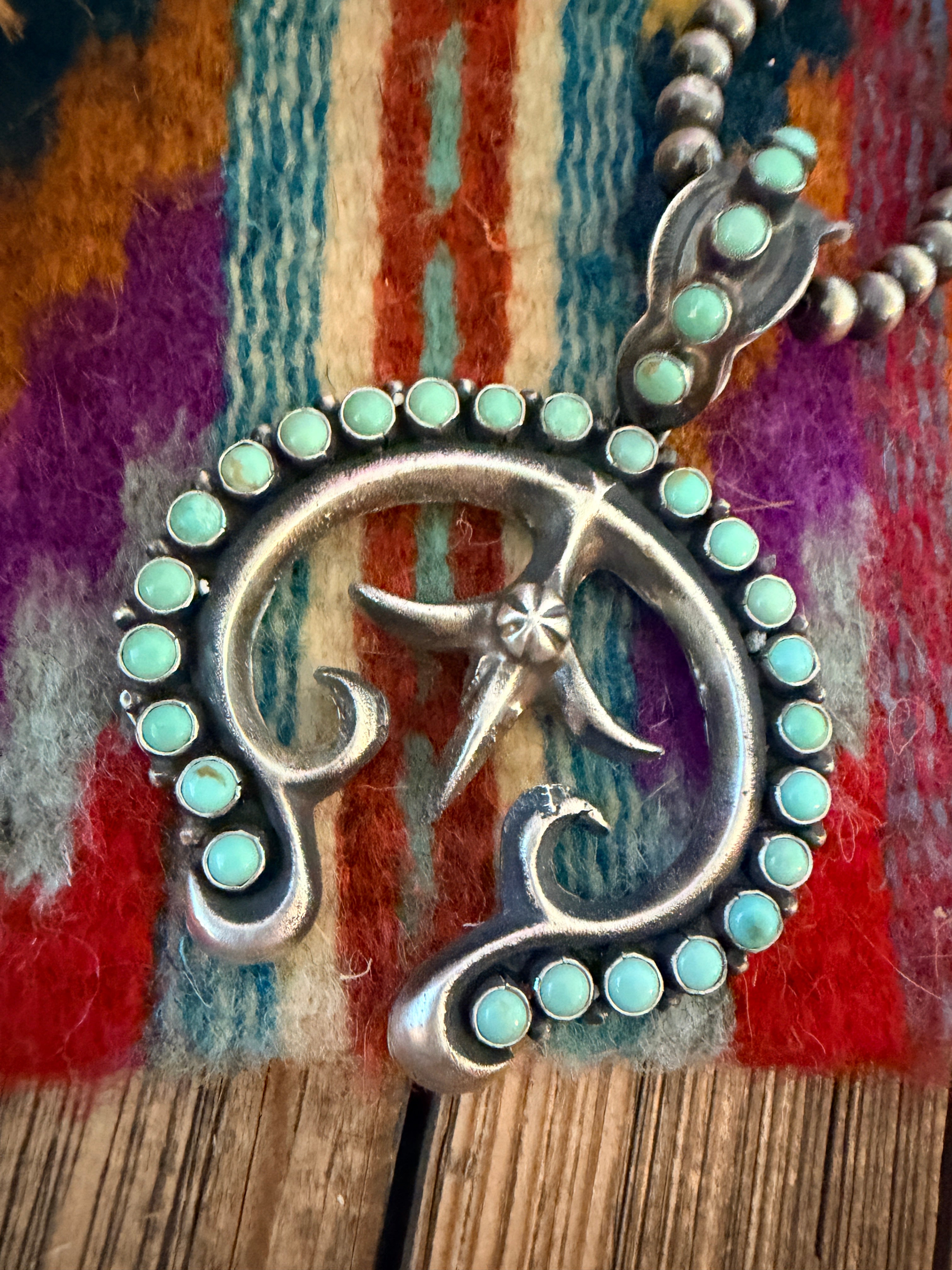 Handcrafted Sterling Silver & Turquoise Naja Pendant by Shawn Cayatineto