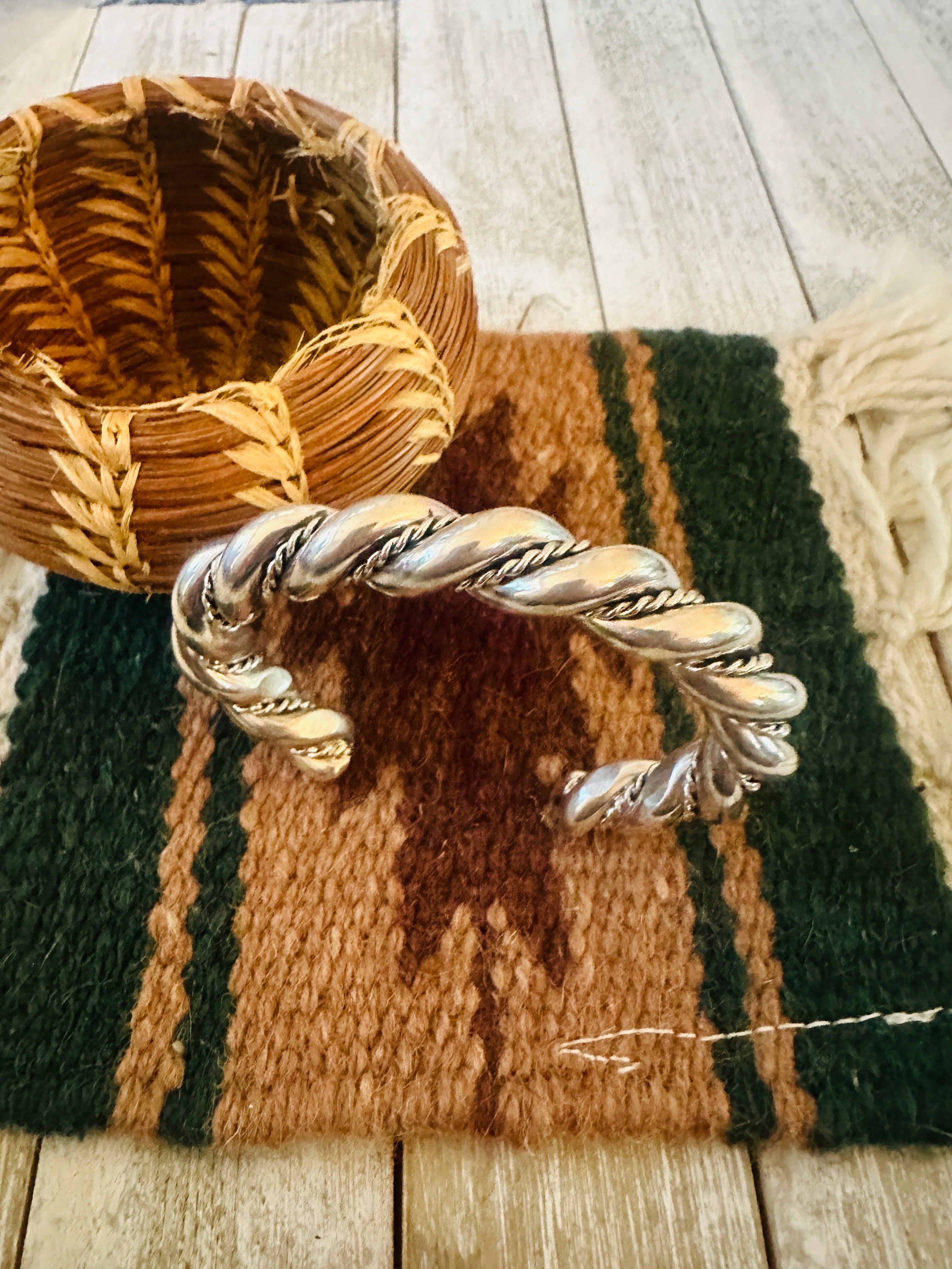 Handcrafted Twisted Sterling Silver Cuff Bracelet