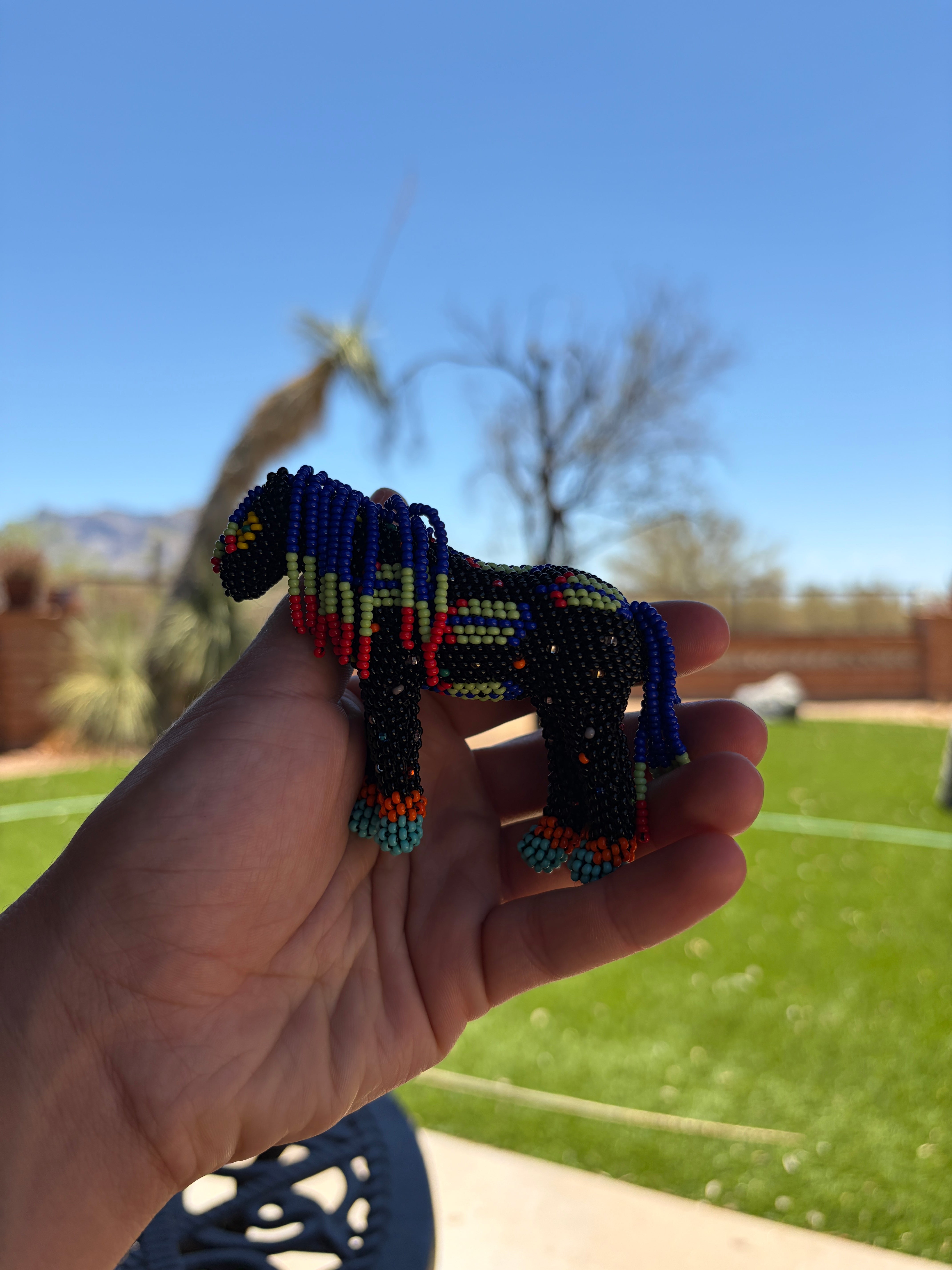 Handmade Peyote Stitched Horse Figurine- Black 12