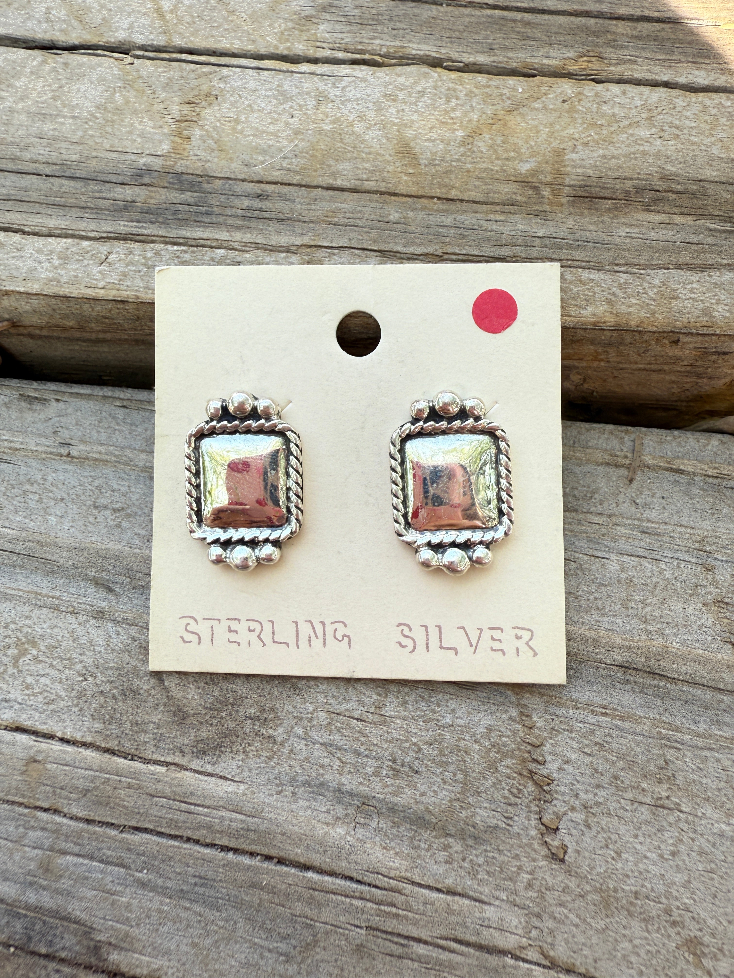 Handmade Sterling Silver Square Clip On Earrings