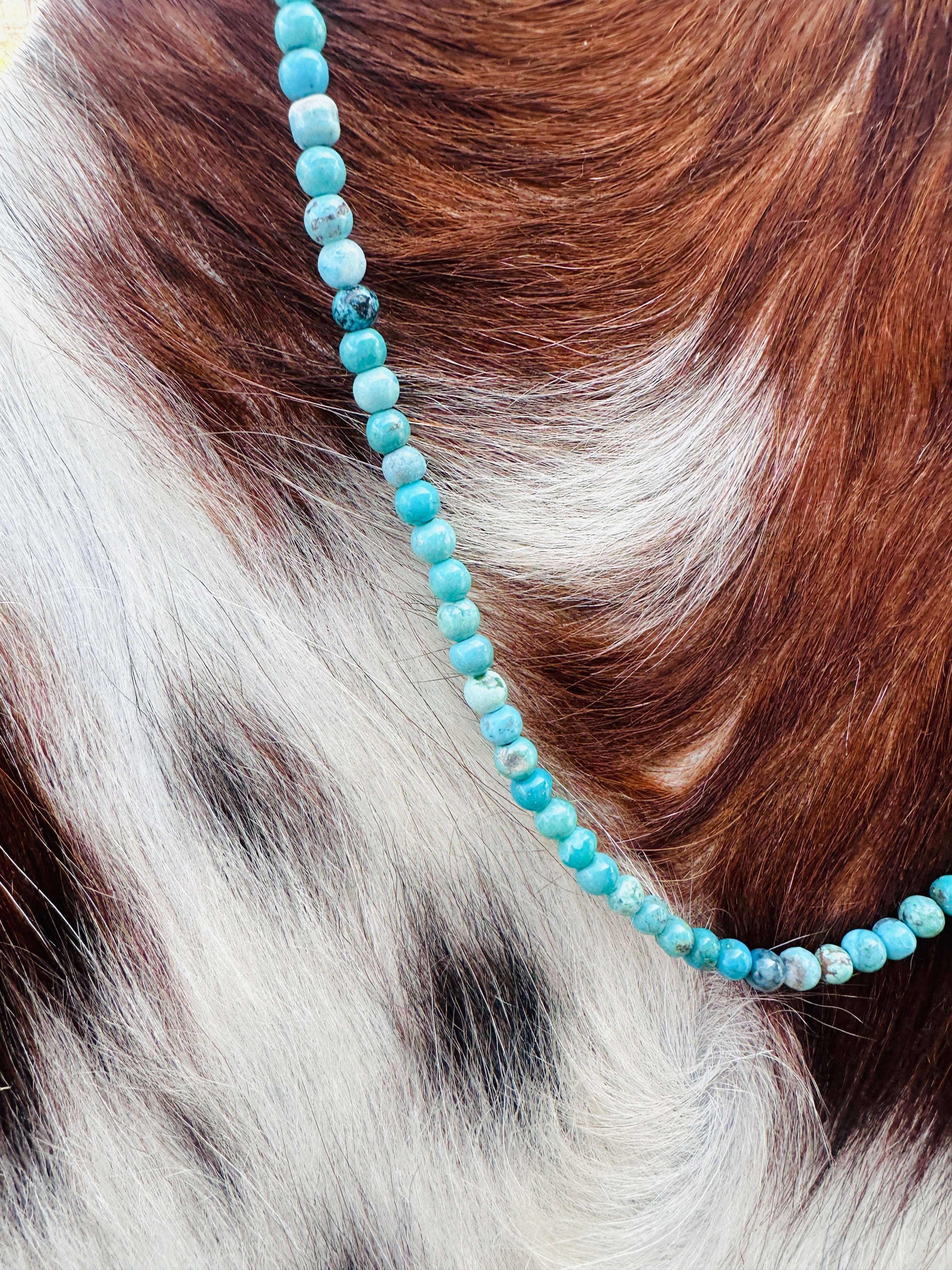 Handcrafted Turquoise & Sterling Silver Beaded 14” Necklace