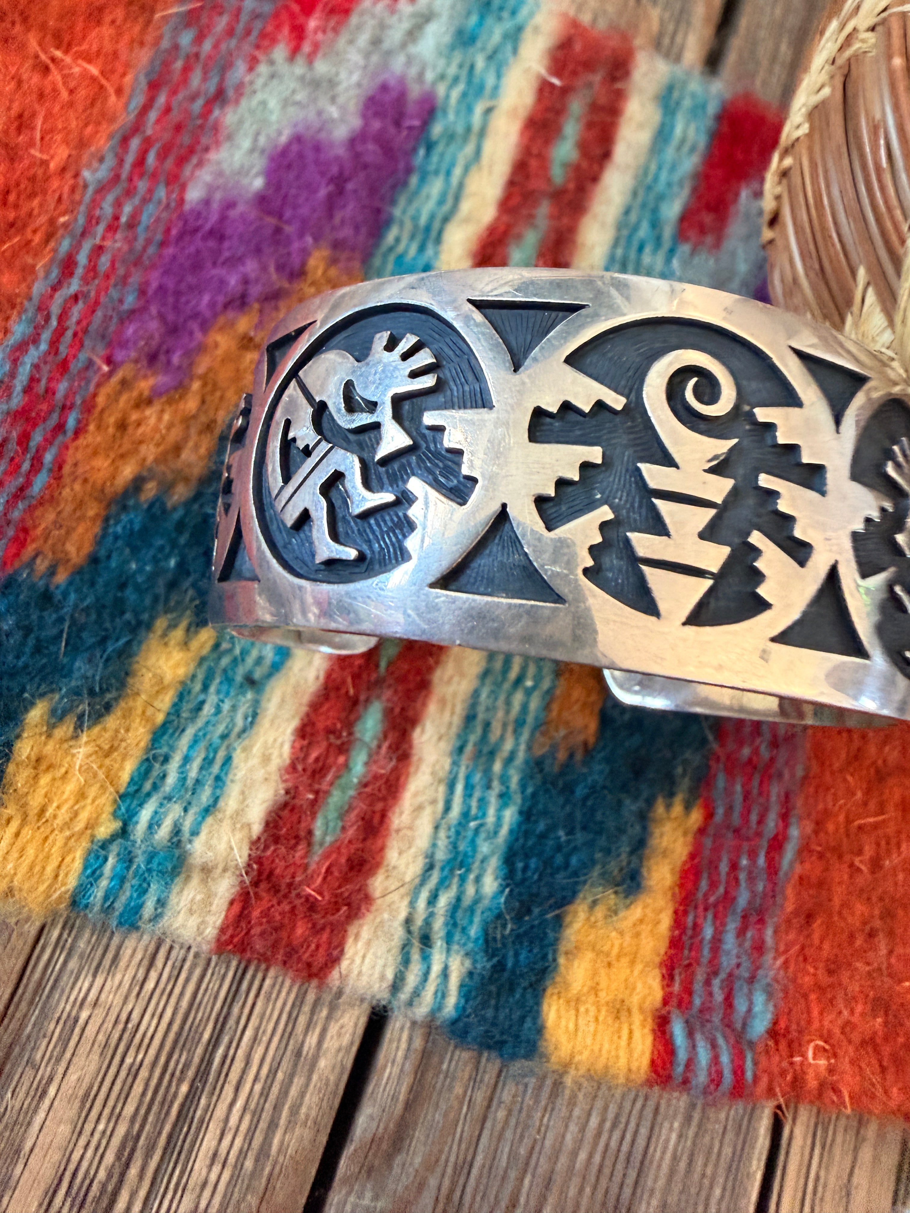 Handcrafted Sterling Silver Overlay Cuff Bracelet