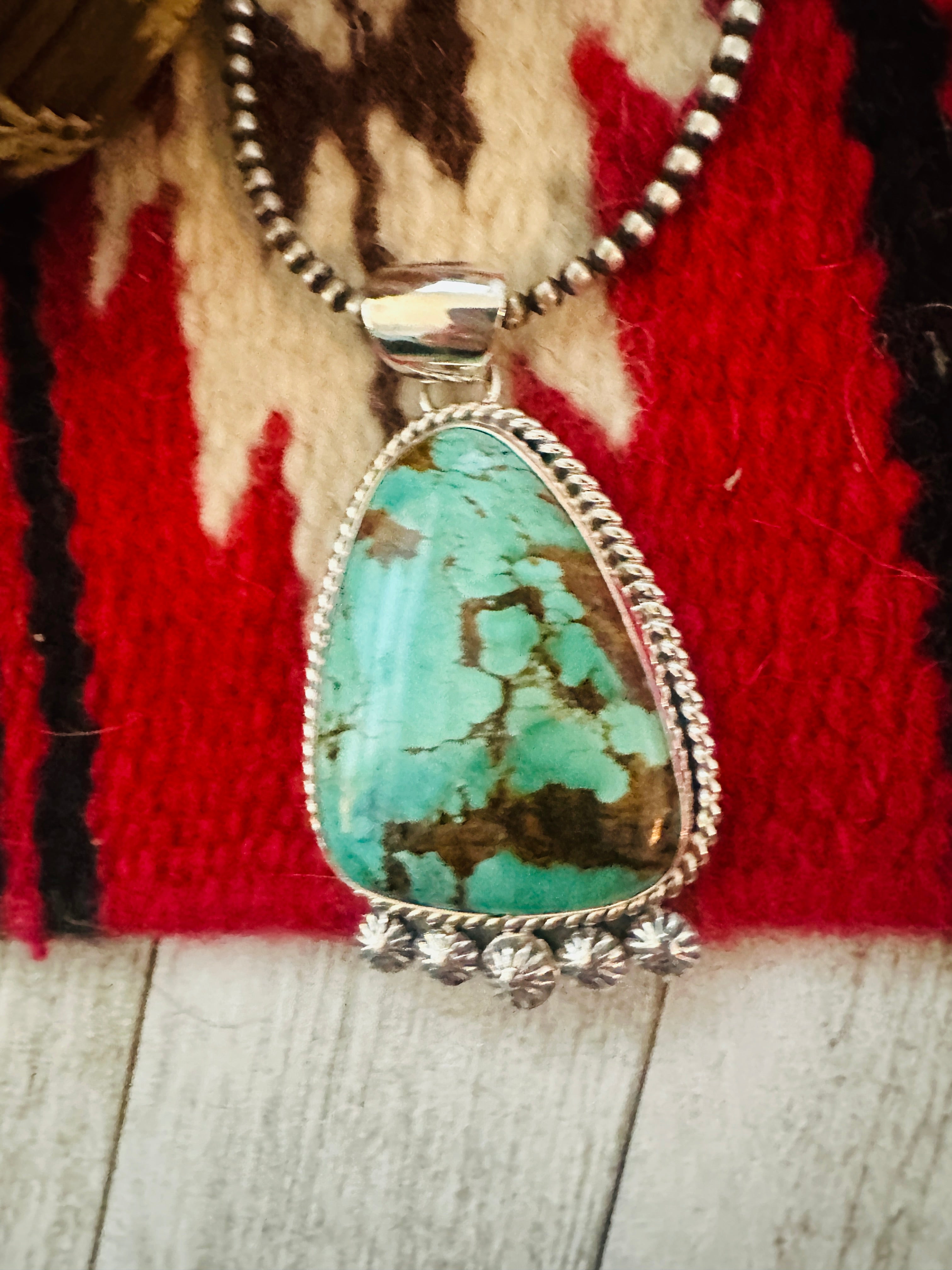 Navajo Number 8 Turquoise & Sterling Silver Pendant