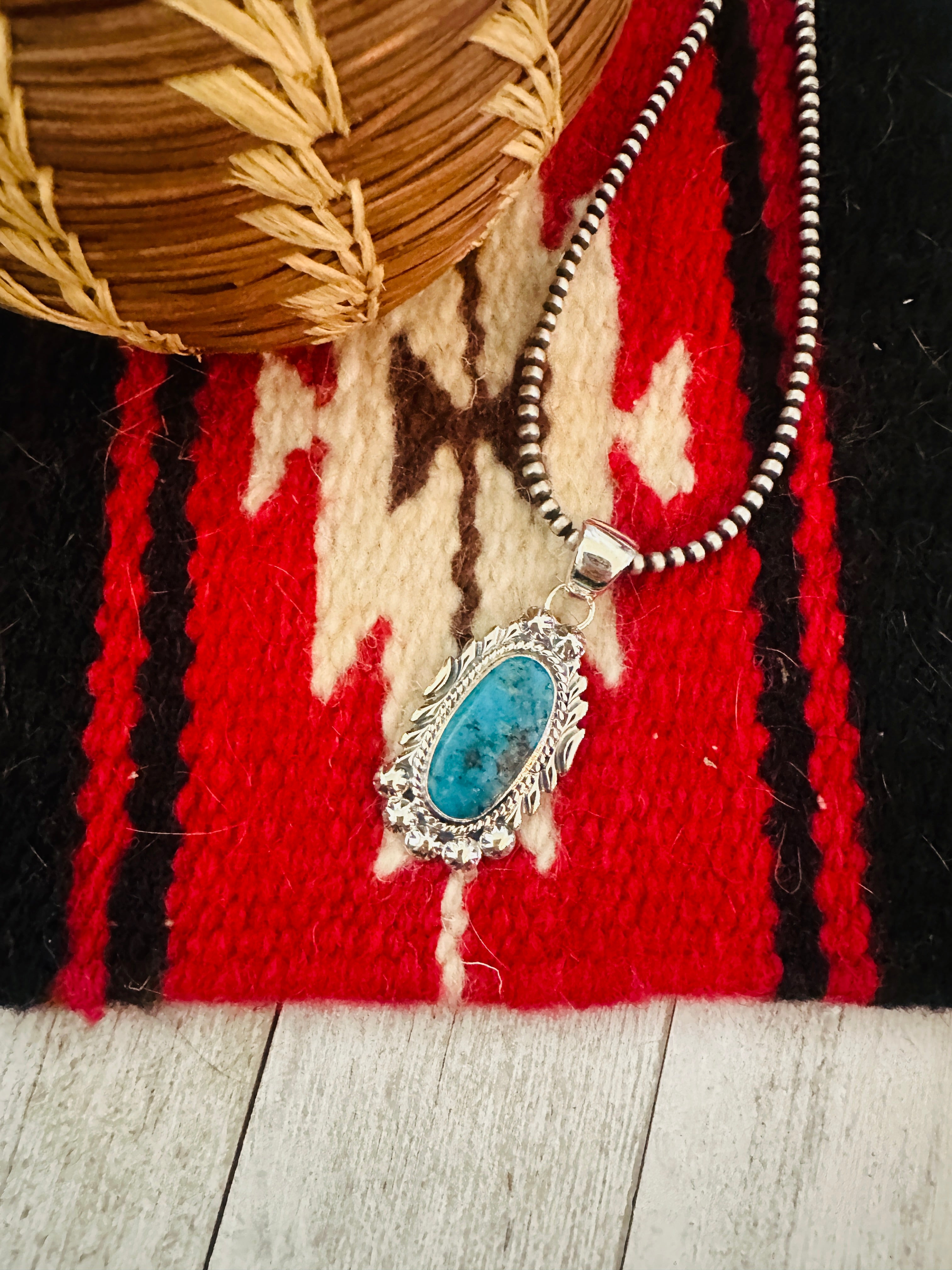 Navajo Kingman Turquoise & Sterling Silver Pendant