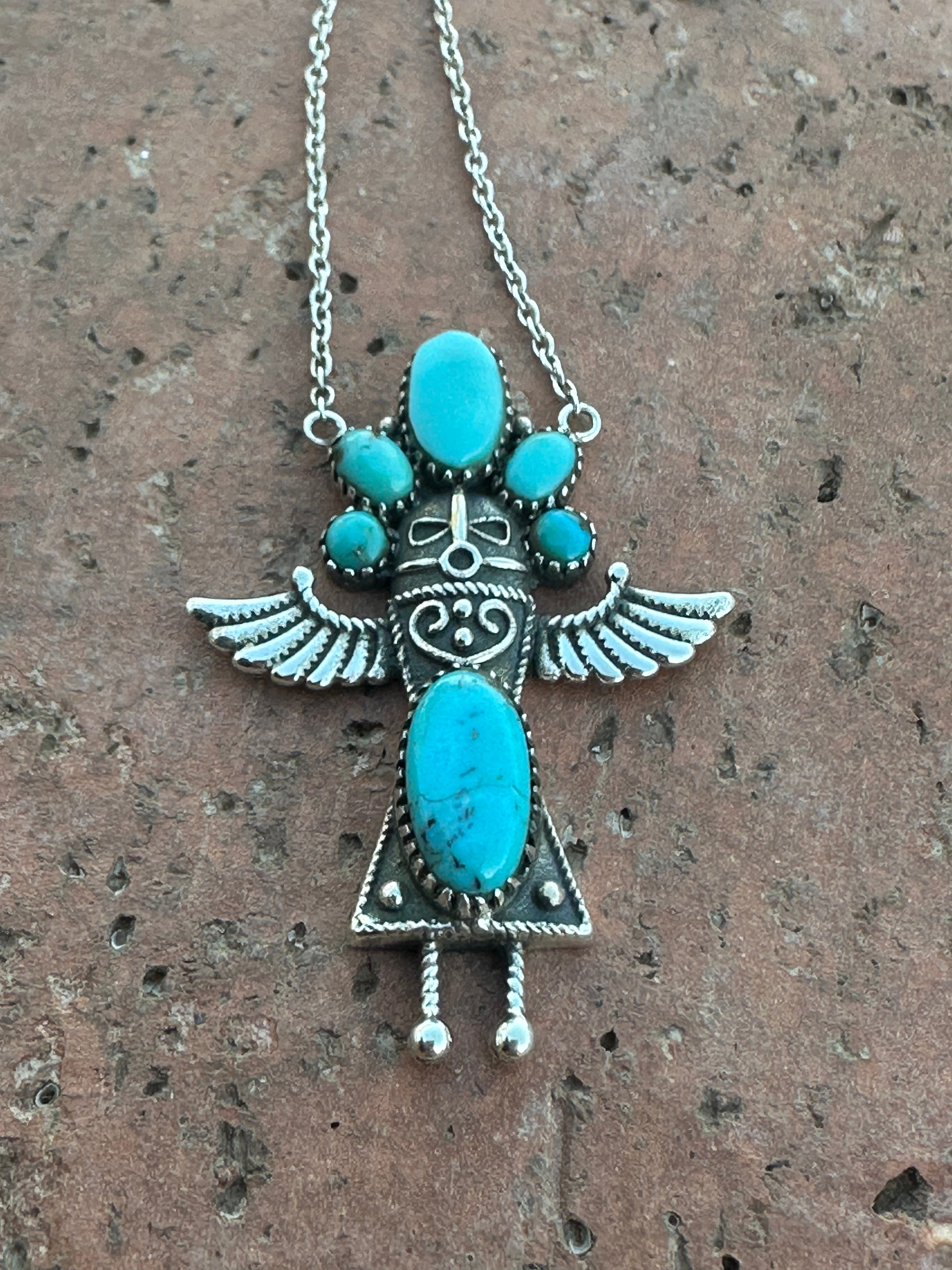 Gorgeous Handmade Sterling Silver Kingman Turquoise  Nizhoni Maiden Necklace