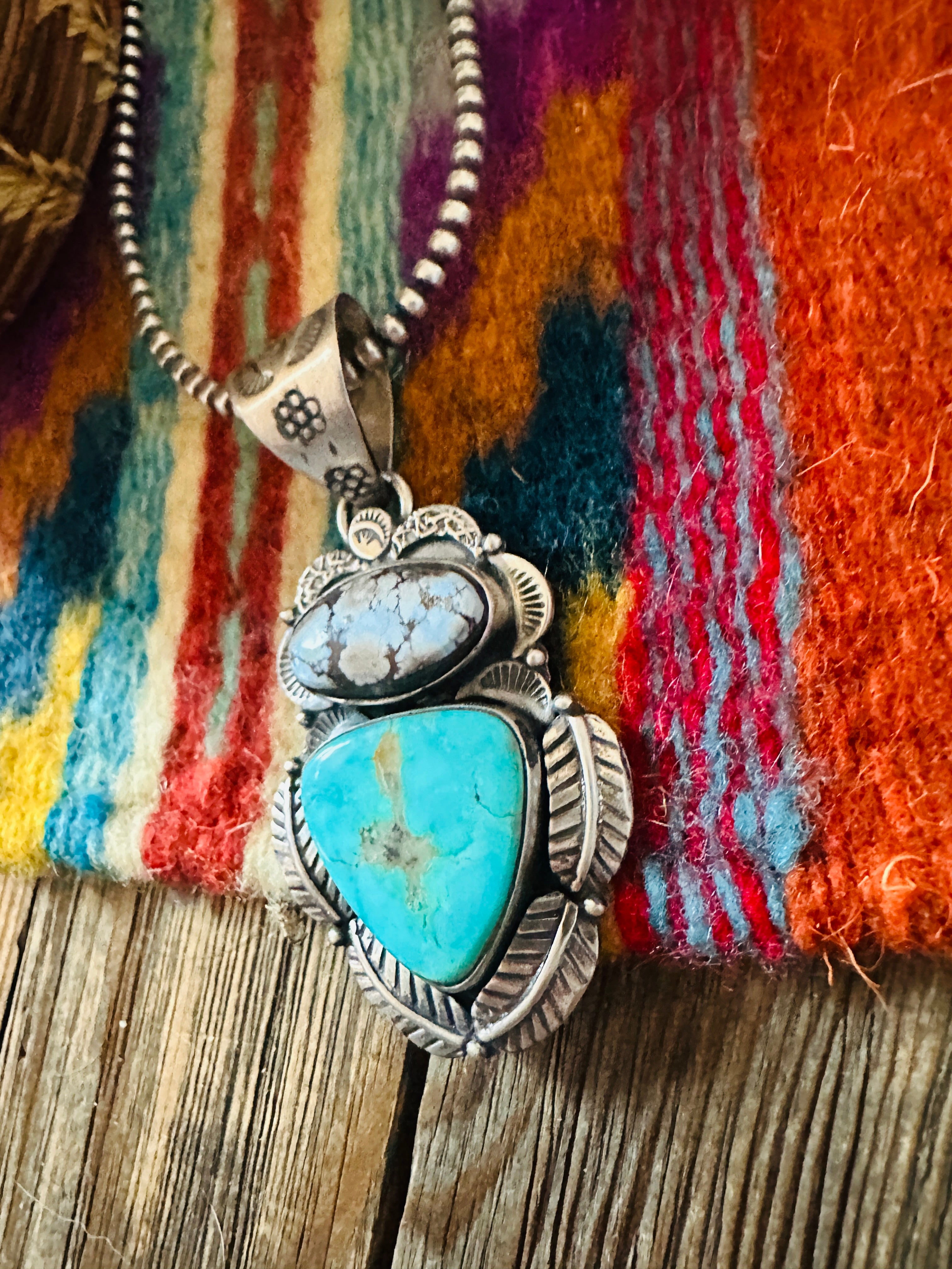 Handcrafted Sterling Silver & Multi Turquoise Pendant